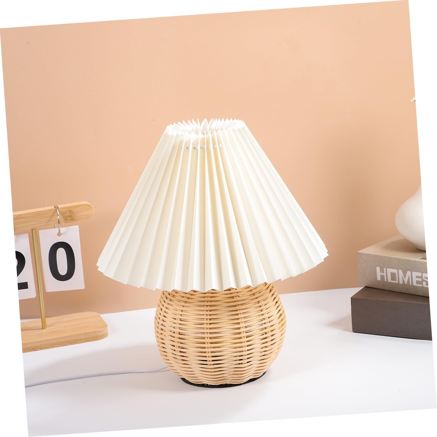 Iwowhero Style Table Lamp Led Night Light Small Bedside Lamp Pleated Shade Aesthetic