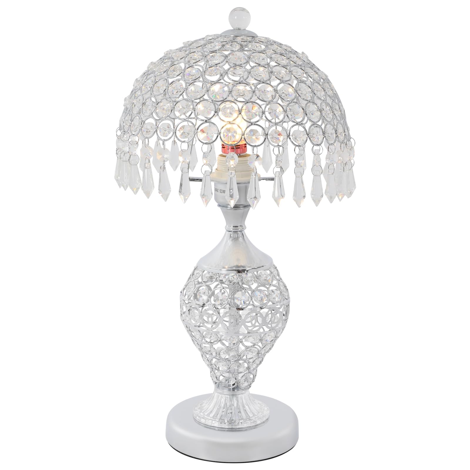 Ddbessic Modern Crystal Table Lamp 18In High Nightstand Table Lamp Bedside End Table Lamp Decorative Room Desk Lamp Crystal Desk Night Light For Bedroom, Living Room