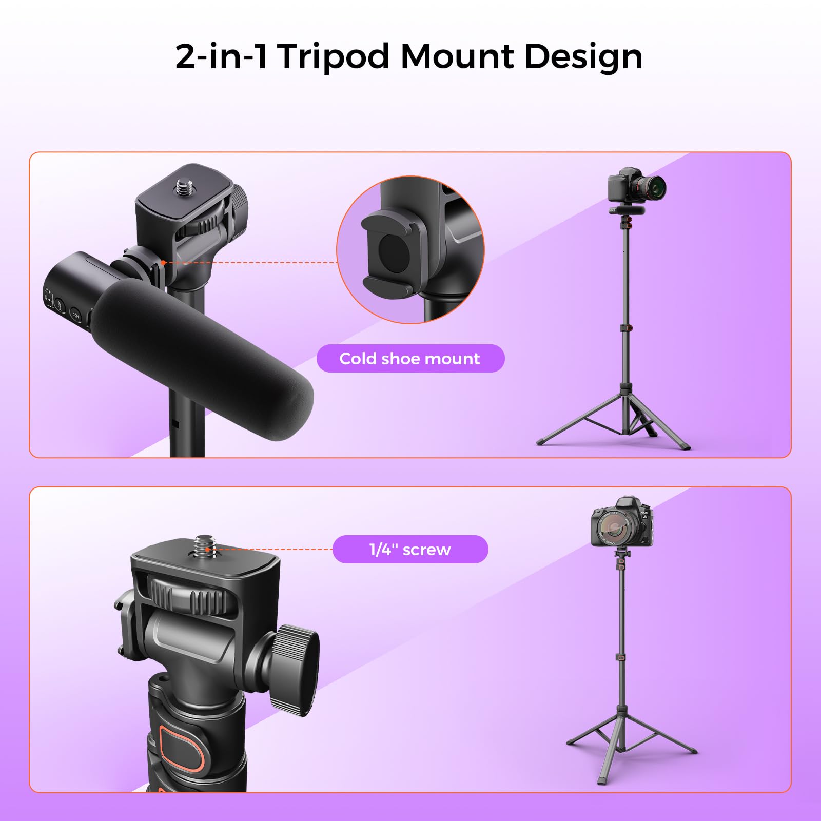 Nearstream Camera Tripod Stand With 1/4" Screw And Cold Shoe, Heavy Duty Tripod For Dslr Camera, For Video Recording/Livestreaming, Height 20 To 63 In (Aw-Czt-02)