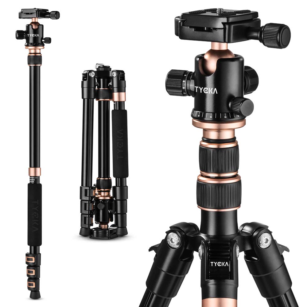 Tycka Rangers 56” Compact Travel Tripod, Lightweight Aluminum Camera Tripod For Dslr Camera With 360° Panorama Ball Head And Carry Bag