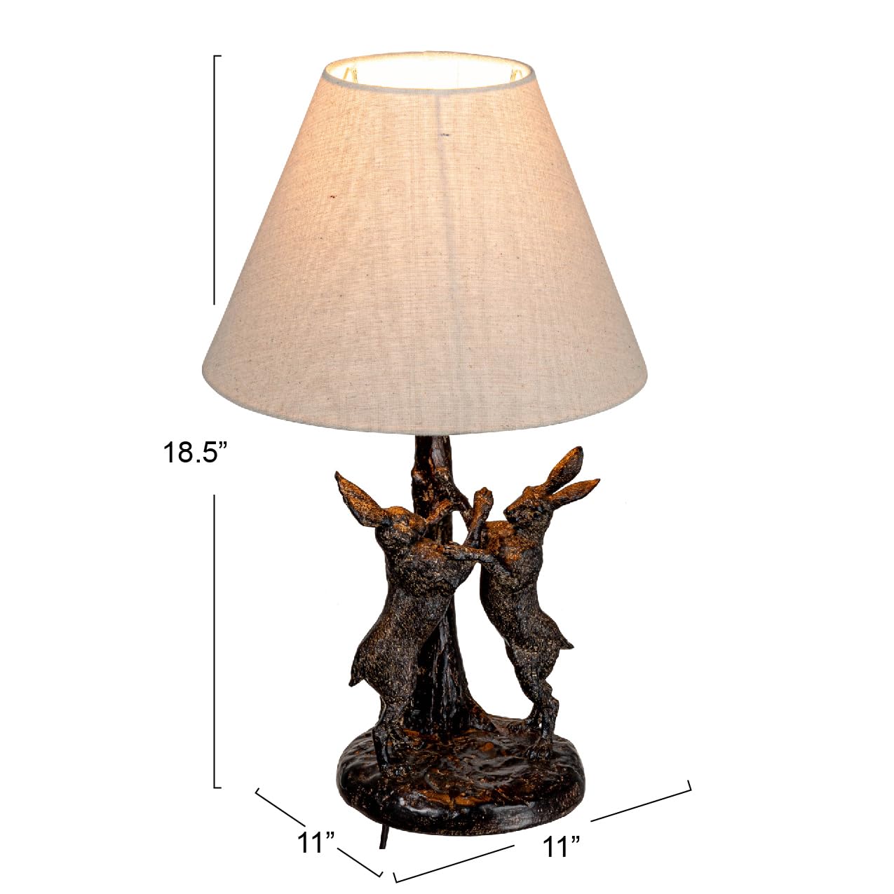 Creative Co-Op Ec1464 Bunny Rabbit Linen Empire Shade, Brown And Natural Table Lamp