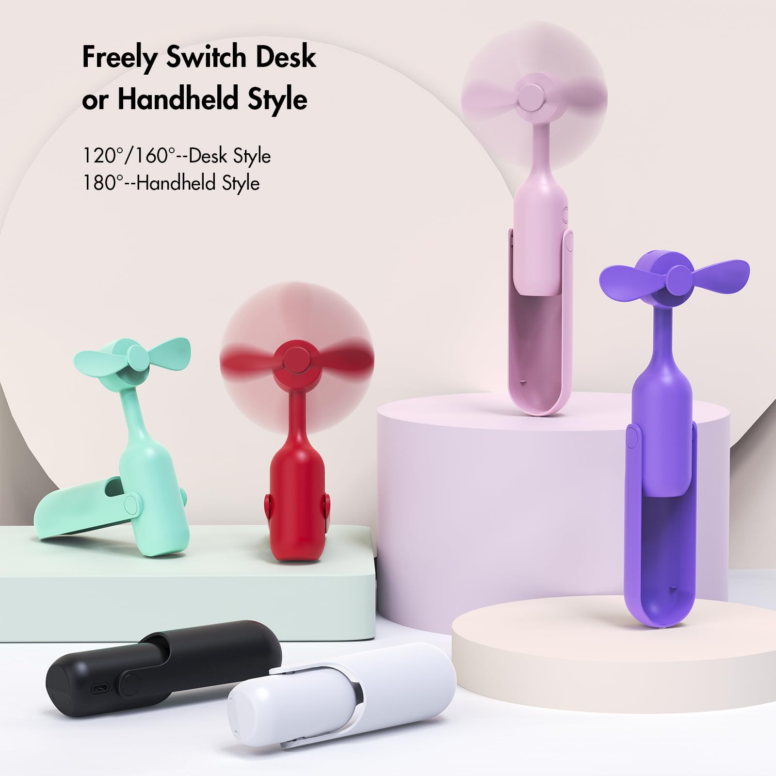 Portable Handheld Fan, Mini Foldable Hand Fan With Usb Rechargeable Battery, Small Personal Pocket