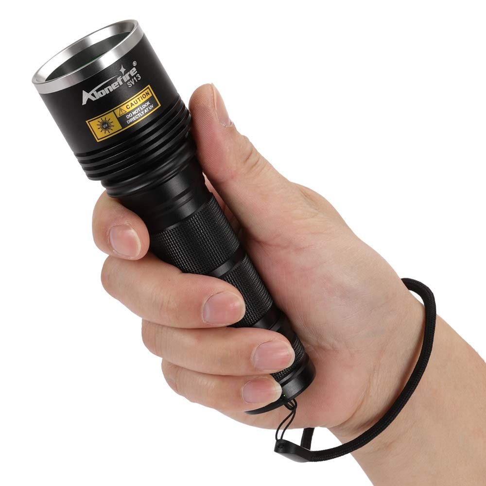 Alonefire Sv13 15W 365Nm Uv Flashlight Rechargeable Ultraviolet Woods Lamp Powerful Black Light For Pet Urine Detector, Resin, Bed Bug, Scorpion, Fishing With Uv Protective Glasses, Battery, Charger