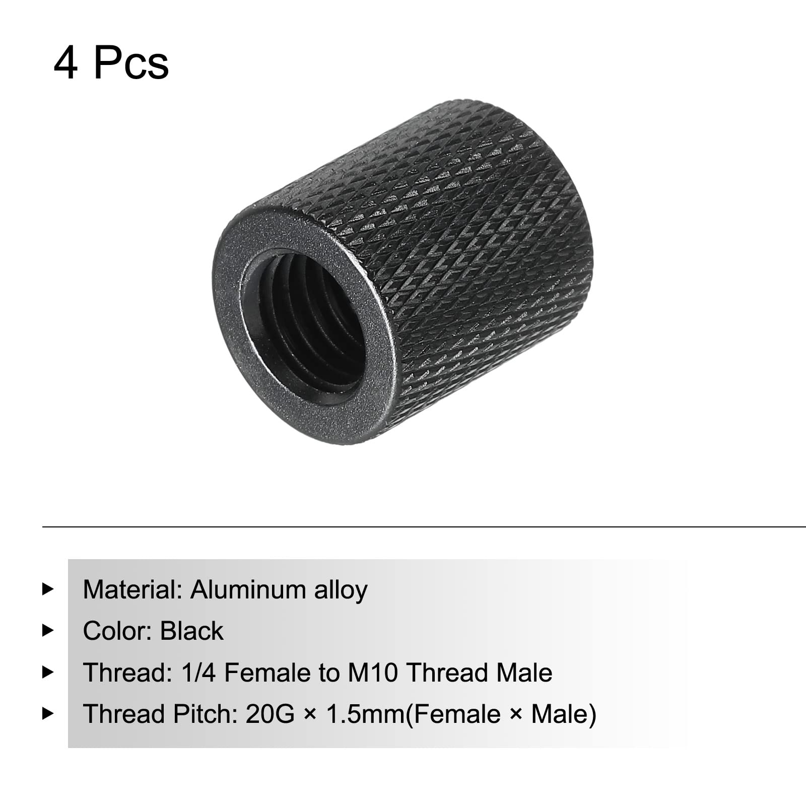 Patikil Mic Stand Adapter 1/4 To M10 Female Camera Screw Thread Adapter For Microphone Tripod Stand Black 4 Pack