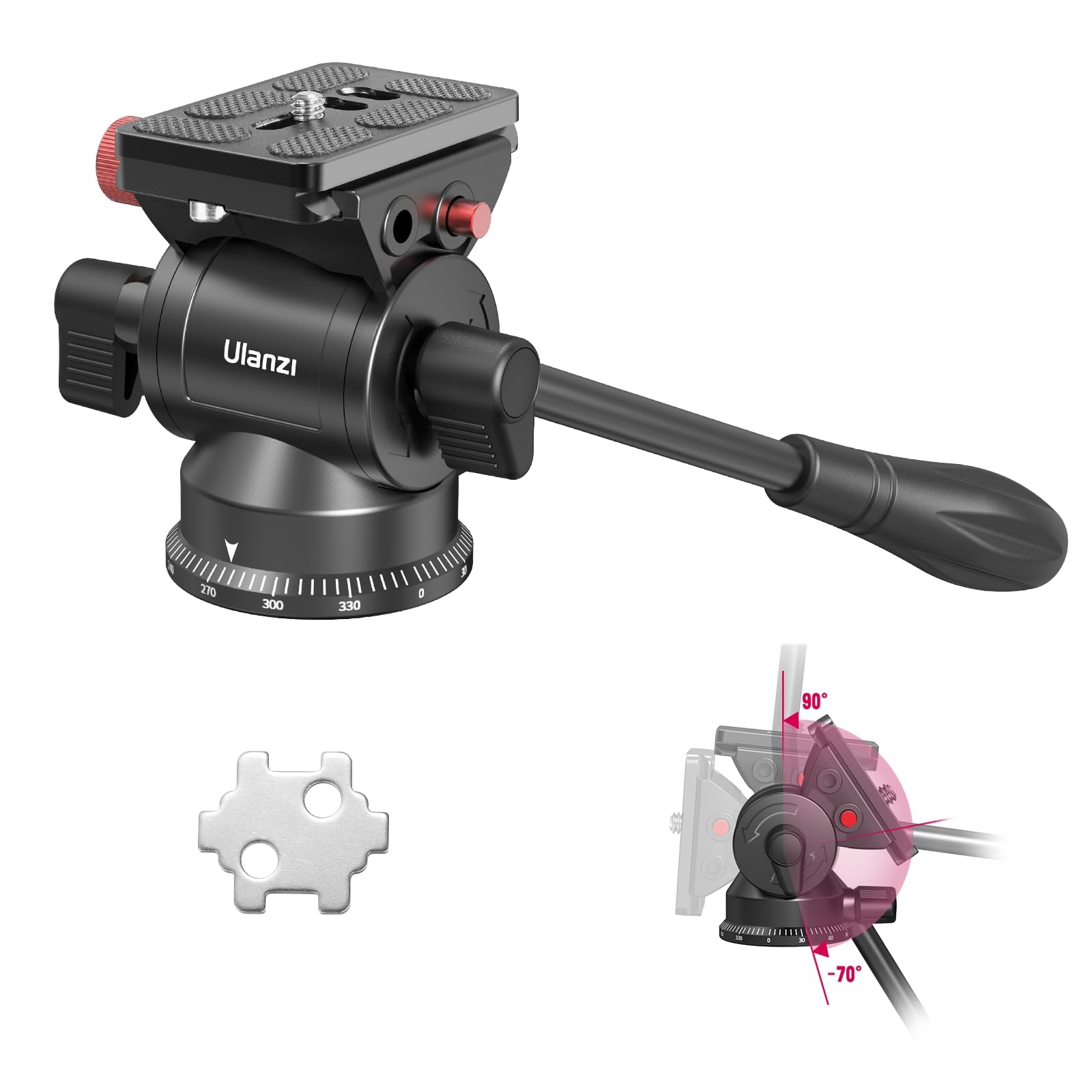 Ulanzi Mt-81 Camera Video Tripod With 360 Fluid Head & U210 Mini Pan Tilt Head, Black, Compatible With Camera, Camcorder, Cellphone, Tablet & Other Devices, Floor Mount