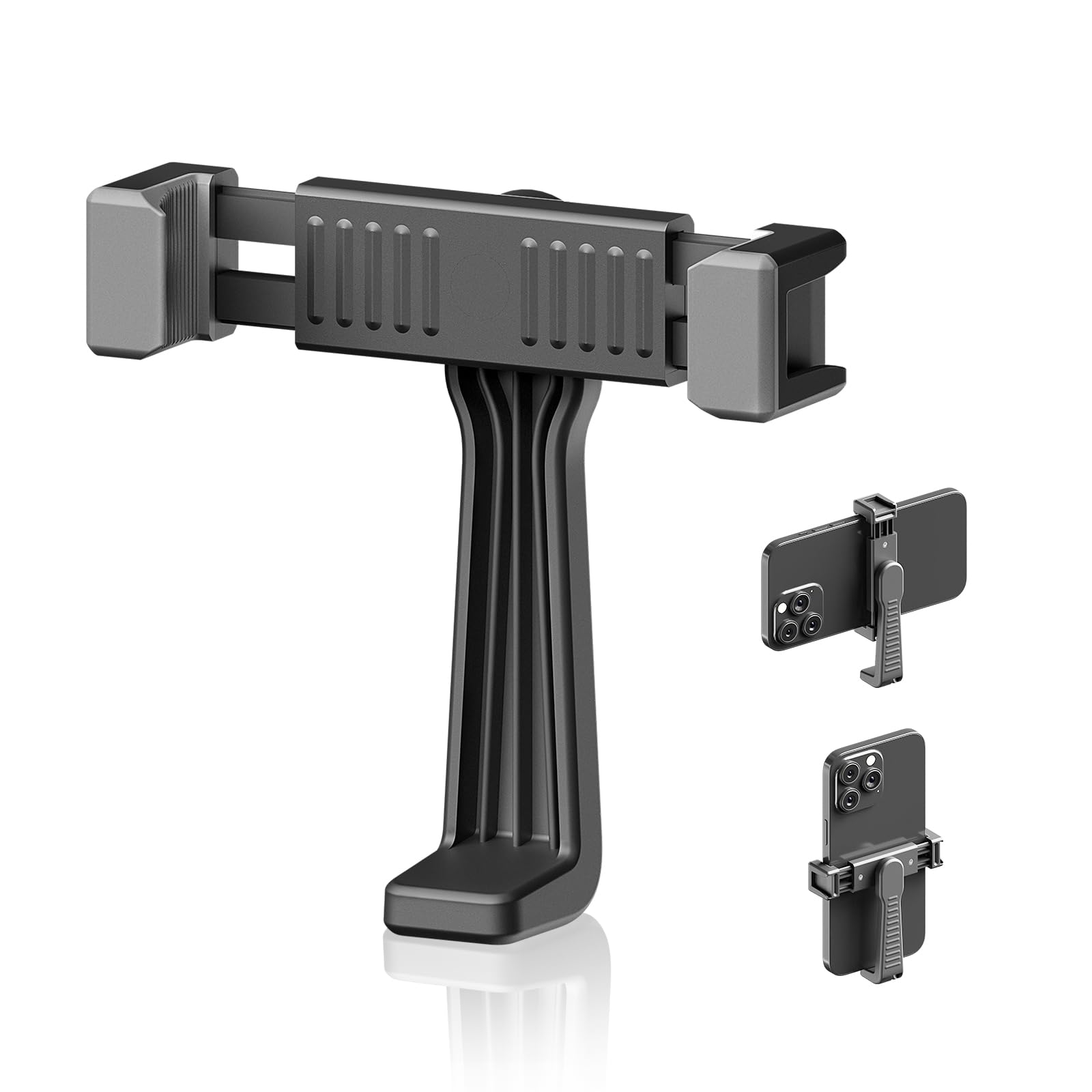 Jishane Phone Tripod Mount, Universal Smartphone Holder With 1/4" Screw And Cold Shoe Adapter, Rotating Cell Phone Clamp For Selfie Stick, Camera Tripod And All Phones