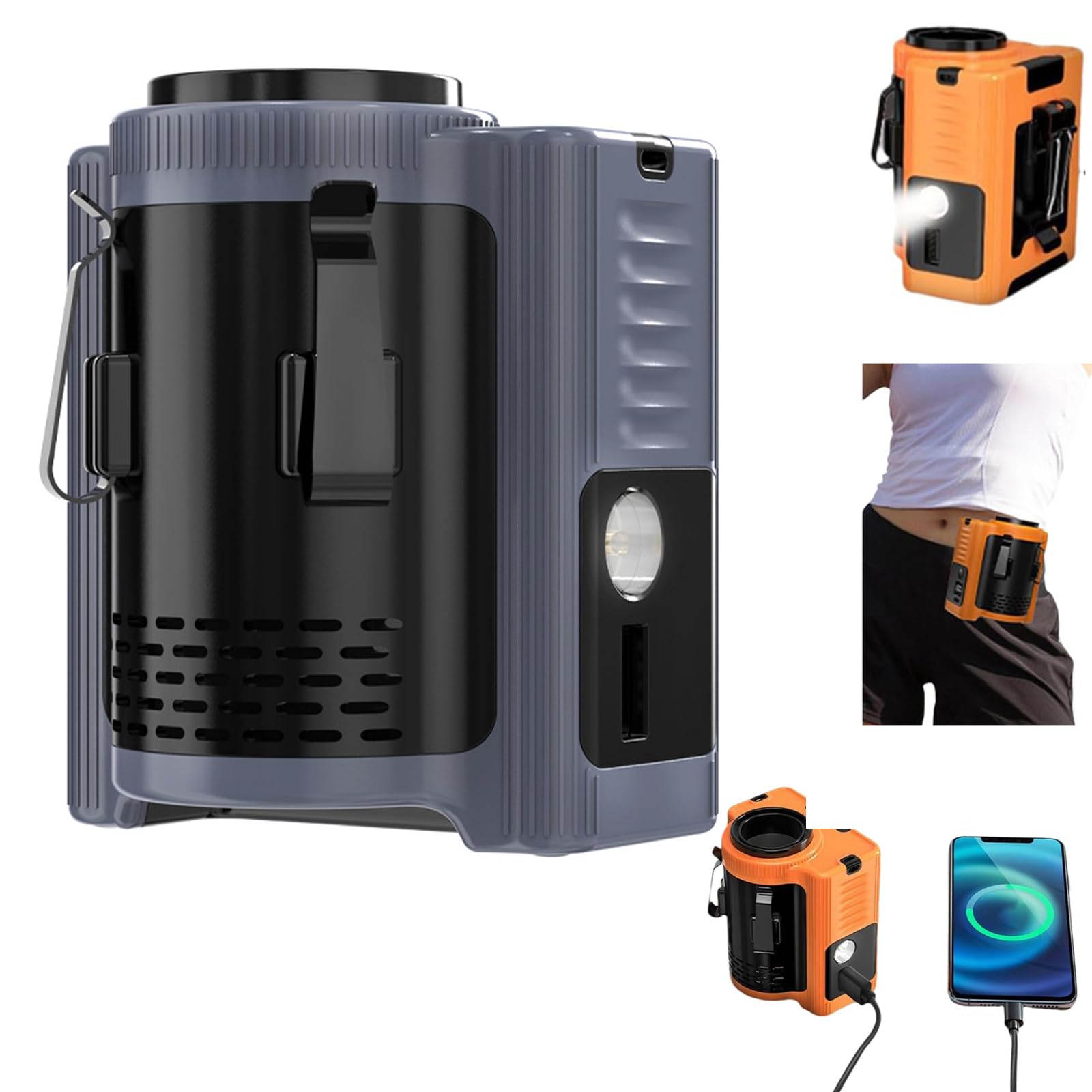 Portable Fan With Led Light, 10000Mah Rechargeable Battery, 5 Speeds Ultra-Strong Airflow Wearable - Koospark