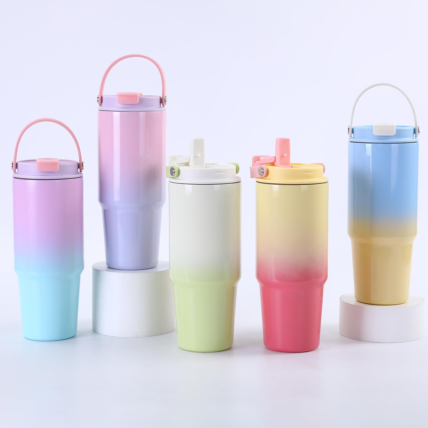30 Oz Tumbler With Lid And Straw Water Bottle With Handle Leak Proof Travel Mugs Insulated Cup For