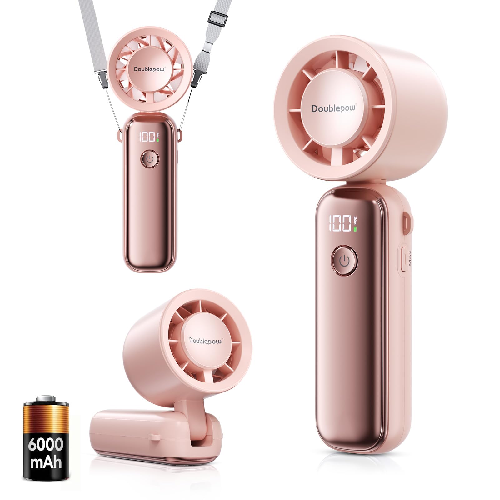 Ausic misting fan for portable outdoor cooling, battery-operated with rechargeable power for camping and hot days