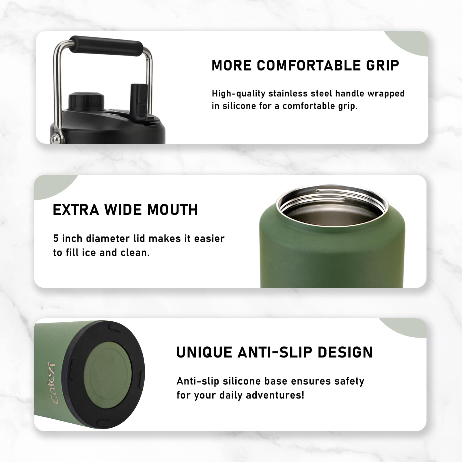 1 Gallon Water Jug Insulated, 2-In-1 Lid, Flip Straw And Spout, Vacuum Insulated Stainless Steel