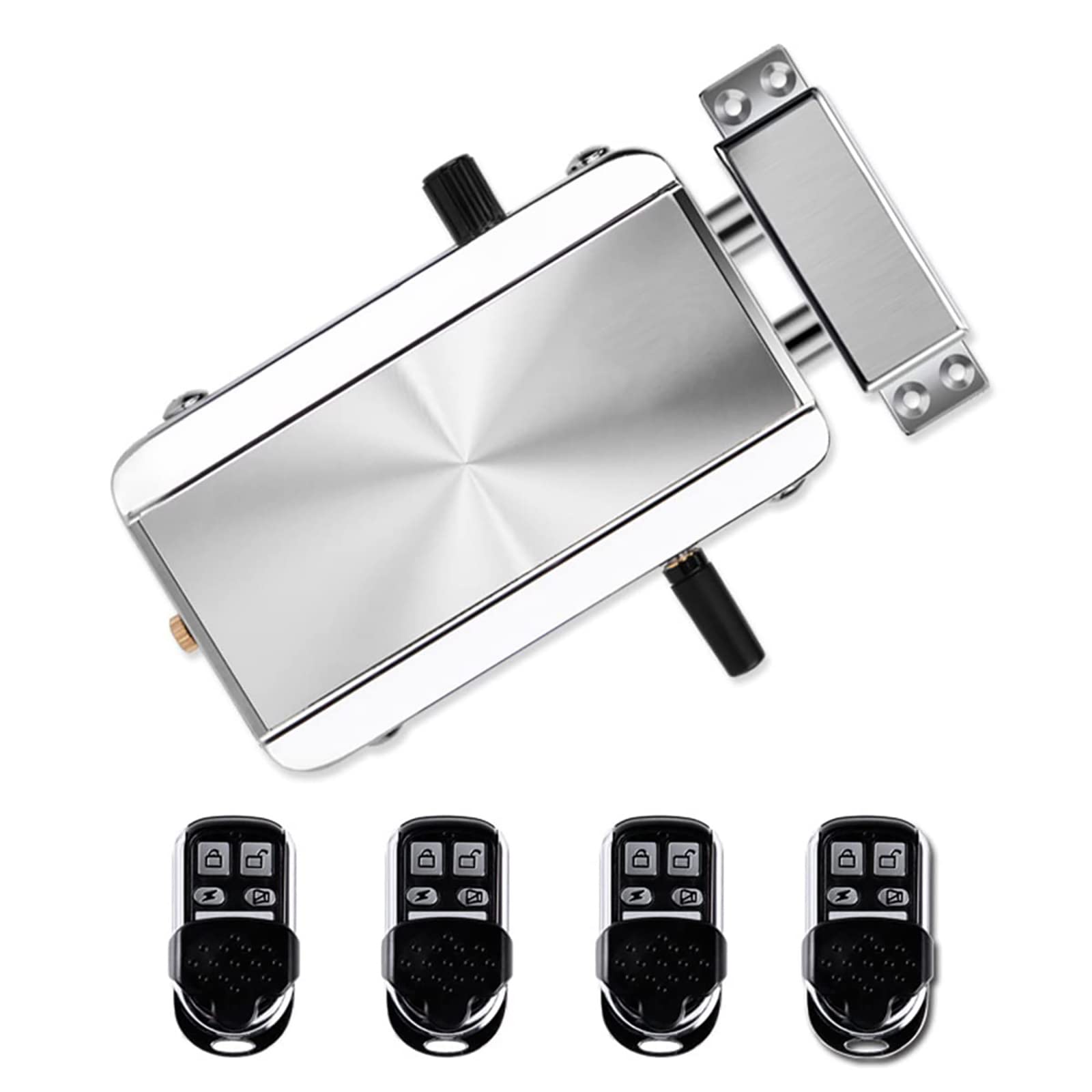Vluoo Electronic Deadbolt Door Lock, Anti-Theft Remote Deadbolt Door Lock Zinc Alloy Remote Lock For Door With 4 Remote Controls