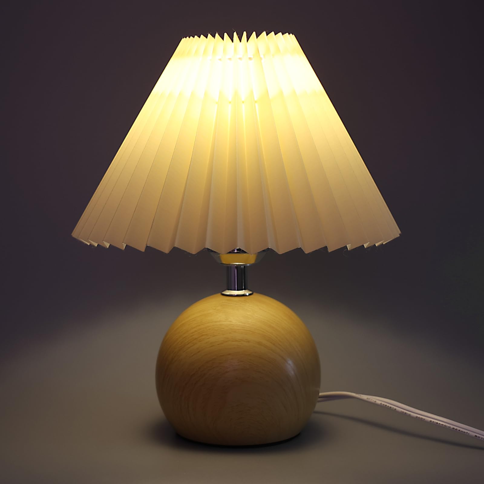 Jachoyi Small Pleated Table Lamp, Bedside Nightstand Lamp With Beige Lampshade, Morden Mini Lamp For Bedroom Home Office Decor, E27 Bulb Included