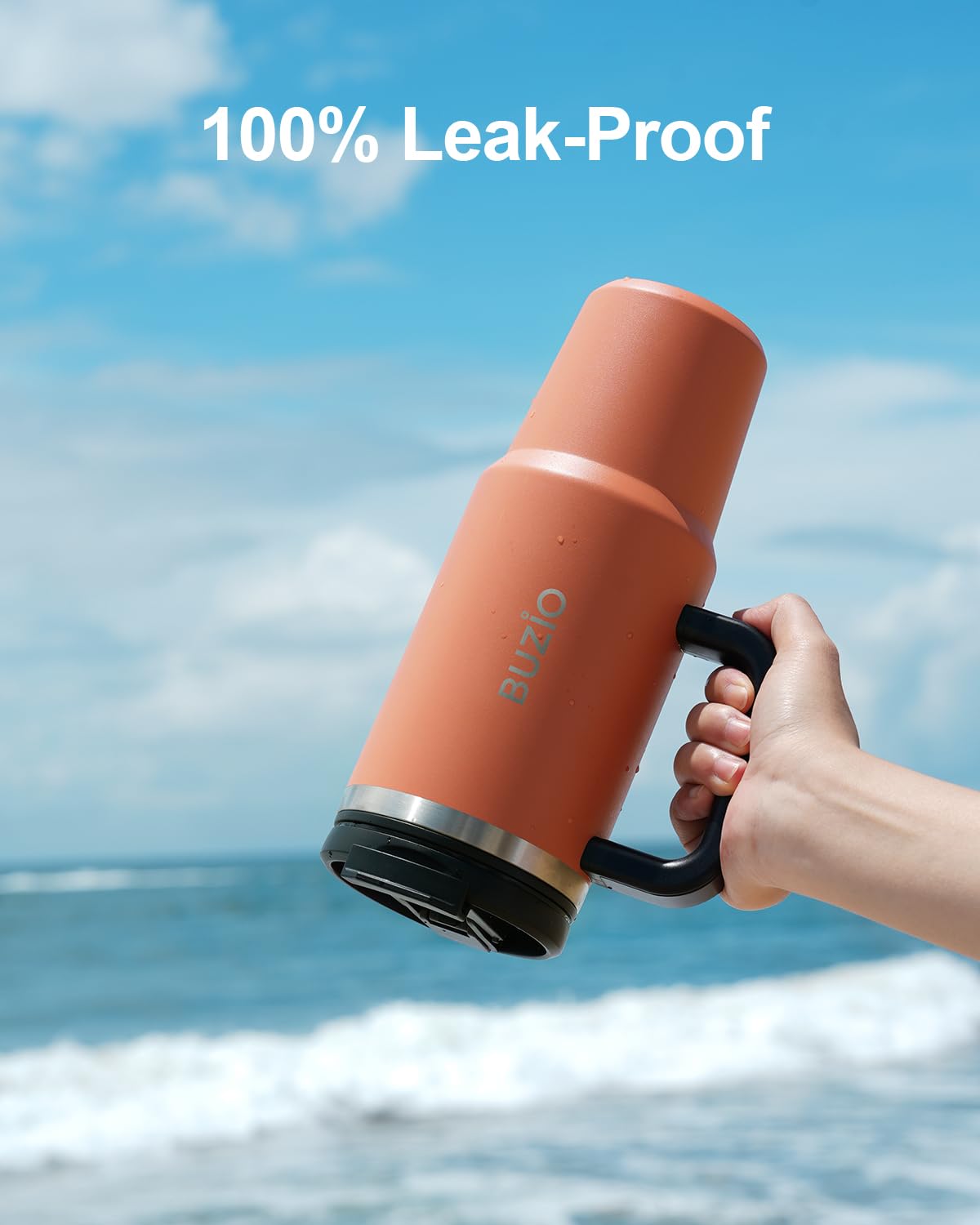 Buzio 40Oz Tumbler With Handle And Straw Lid, Stainless Steel Water Bottle Fits In Cup Holder