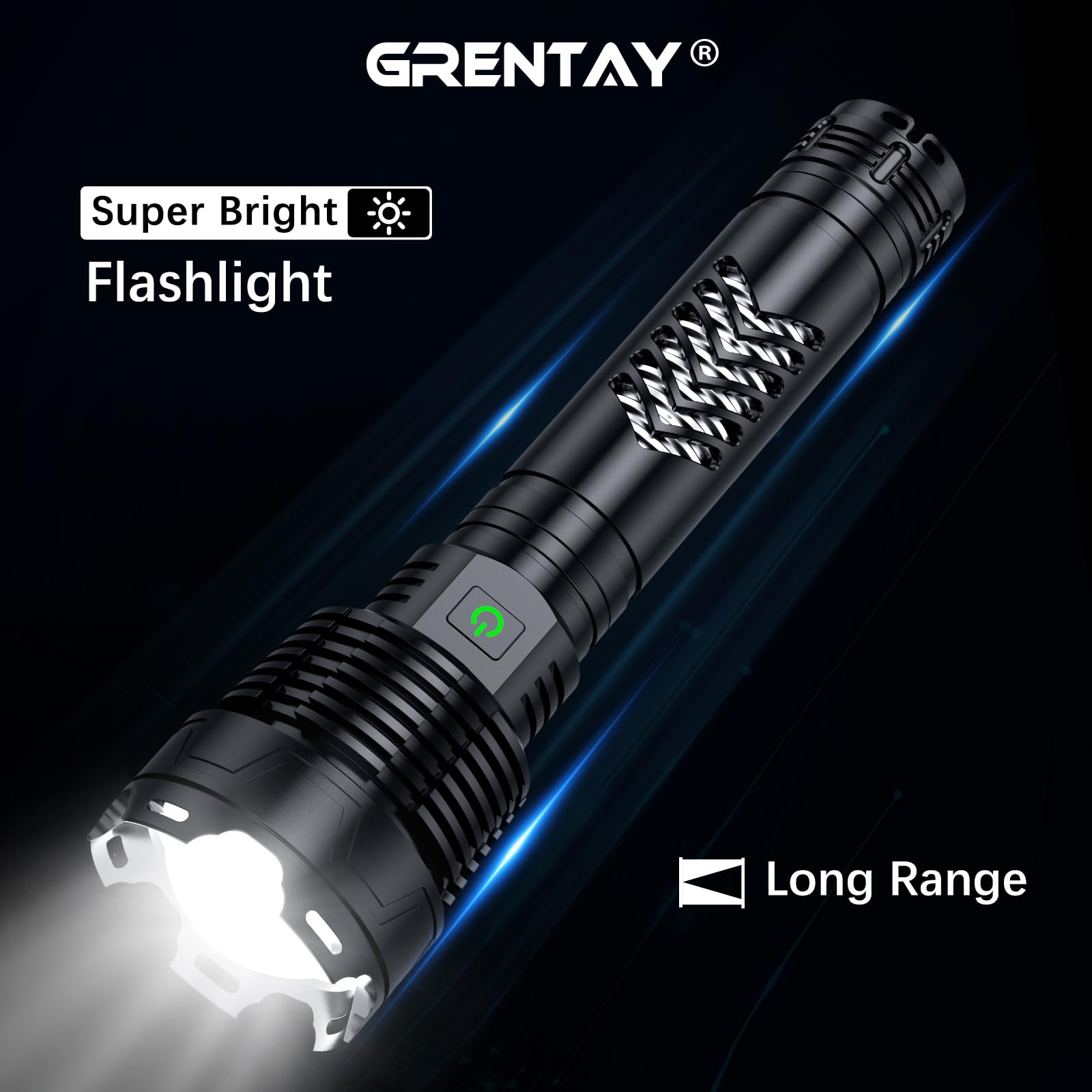 Grentay Rechargeable Led Flashlights 3600.000 High Lumens, Super Bright Flashlight With Input And Output Functions,Utility Flashlight For Camping Home Emergencies (Large, Piece, 1)