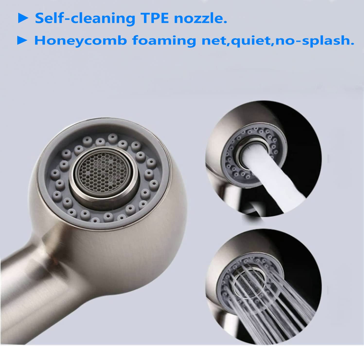 Quan Hua Kitchen Faucet Head Replacement,G1/2 Or 13/16Inch Pull Out Sprayer Head For Kitchen Sink 2-Function Faucet Spray Head Replacement Parts Brushed Nickel