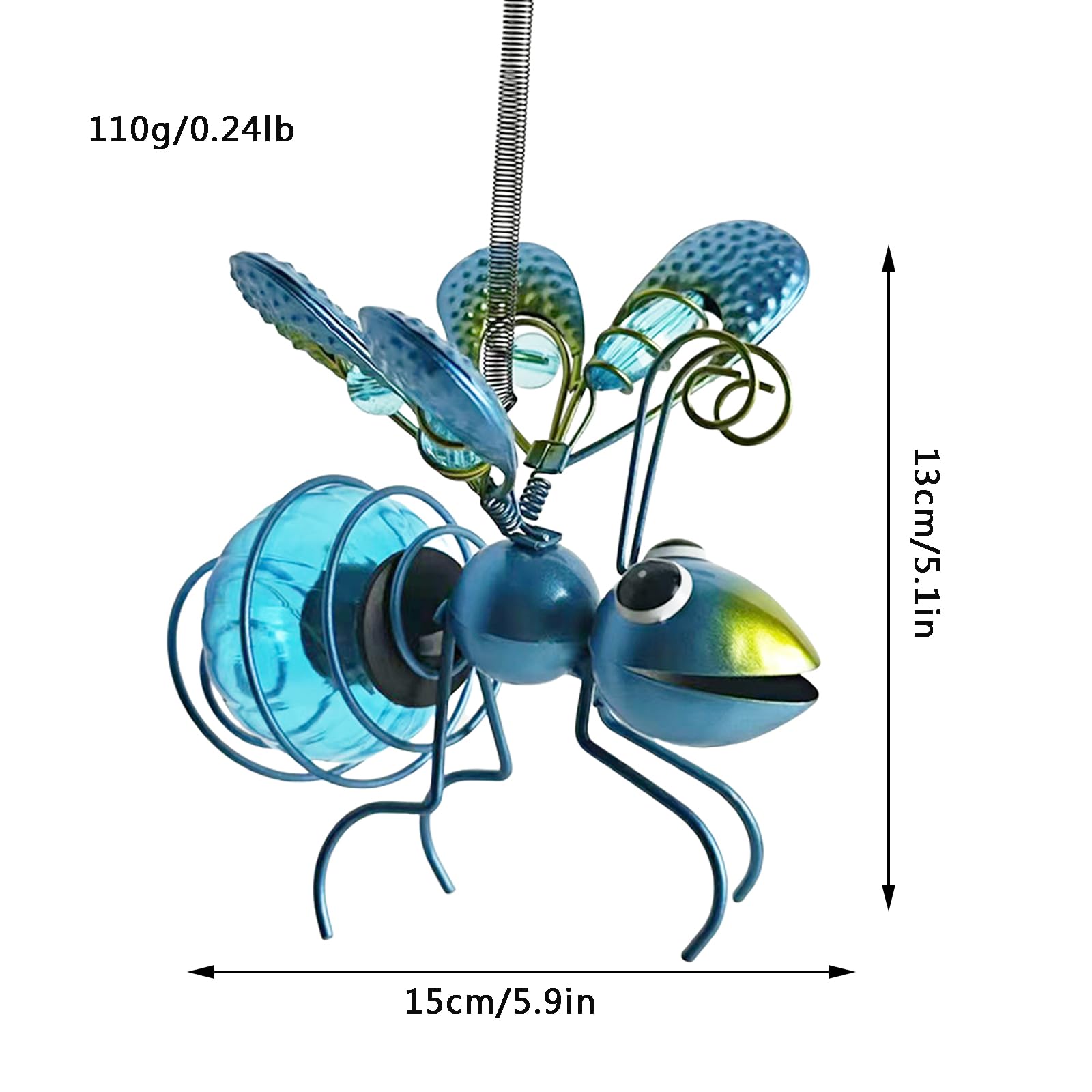 Whbbbj Honeybee Solar Lantern Garden Decor, Led Hanging Solar Dragonfly Decoration, Patio Yard Butterfly Sculptures, For Outdoor Bug Decorations, Waterproof And Aesthetically Pleasing (Color : Blue)