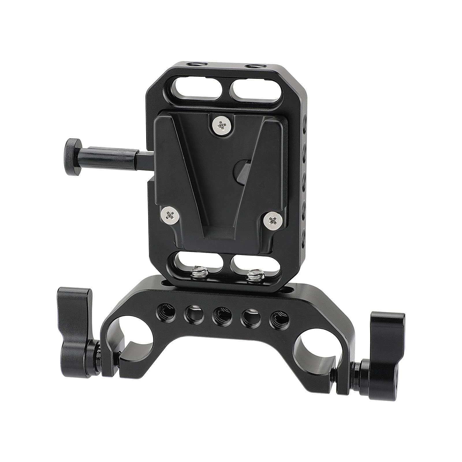 Camvate V-Lock Quick Release Adapter With 15Mm Railblock Rod Holder For Camera Cage Rig - 2865