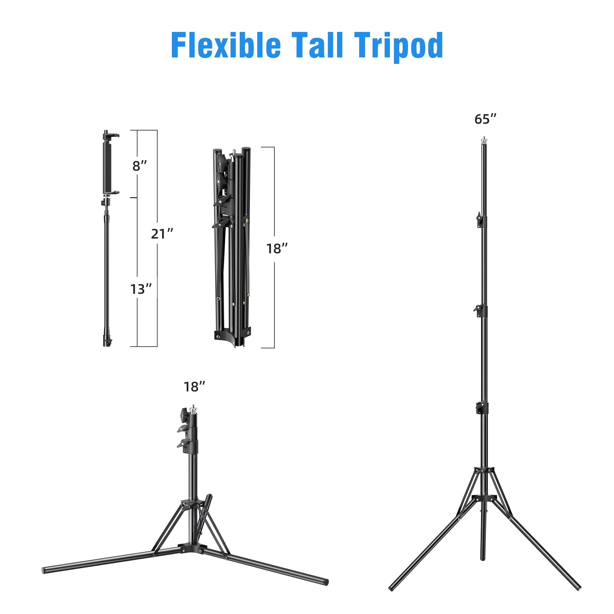 Yotilon Tall Flexible Phone Tripod With Adjustable Gooseneck, Remote For 4.9-12.9'' Cell Phone/Ipad - Recording/Watching/Cooking/Vlogging