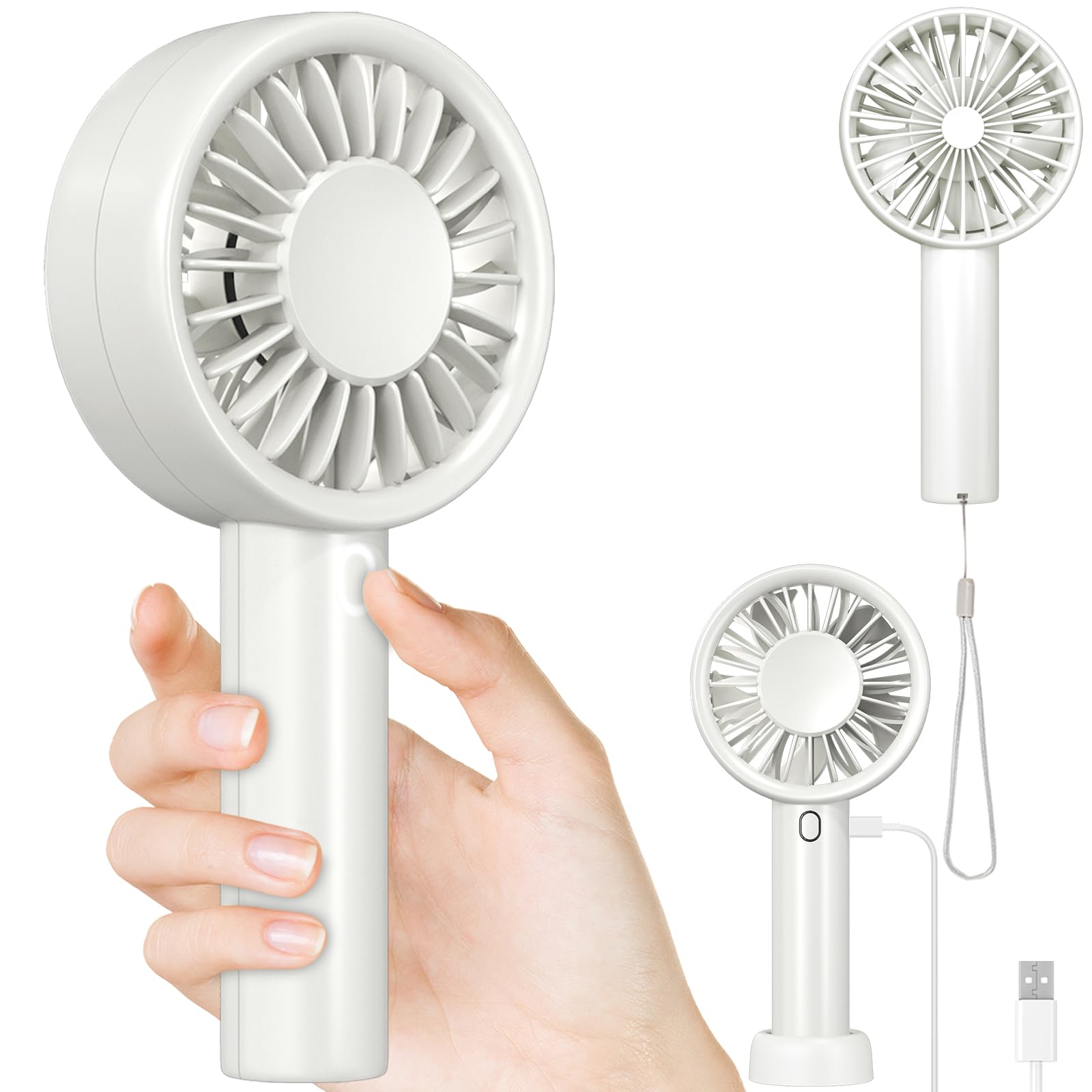 Decute Handheld Turbo Fan Strong Wind Mini Portable Fans, Hand Held Usb-C Rechargeable Travel Fan - Koospark