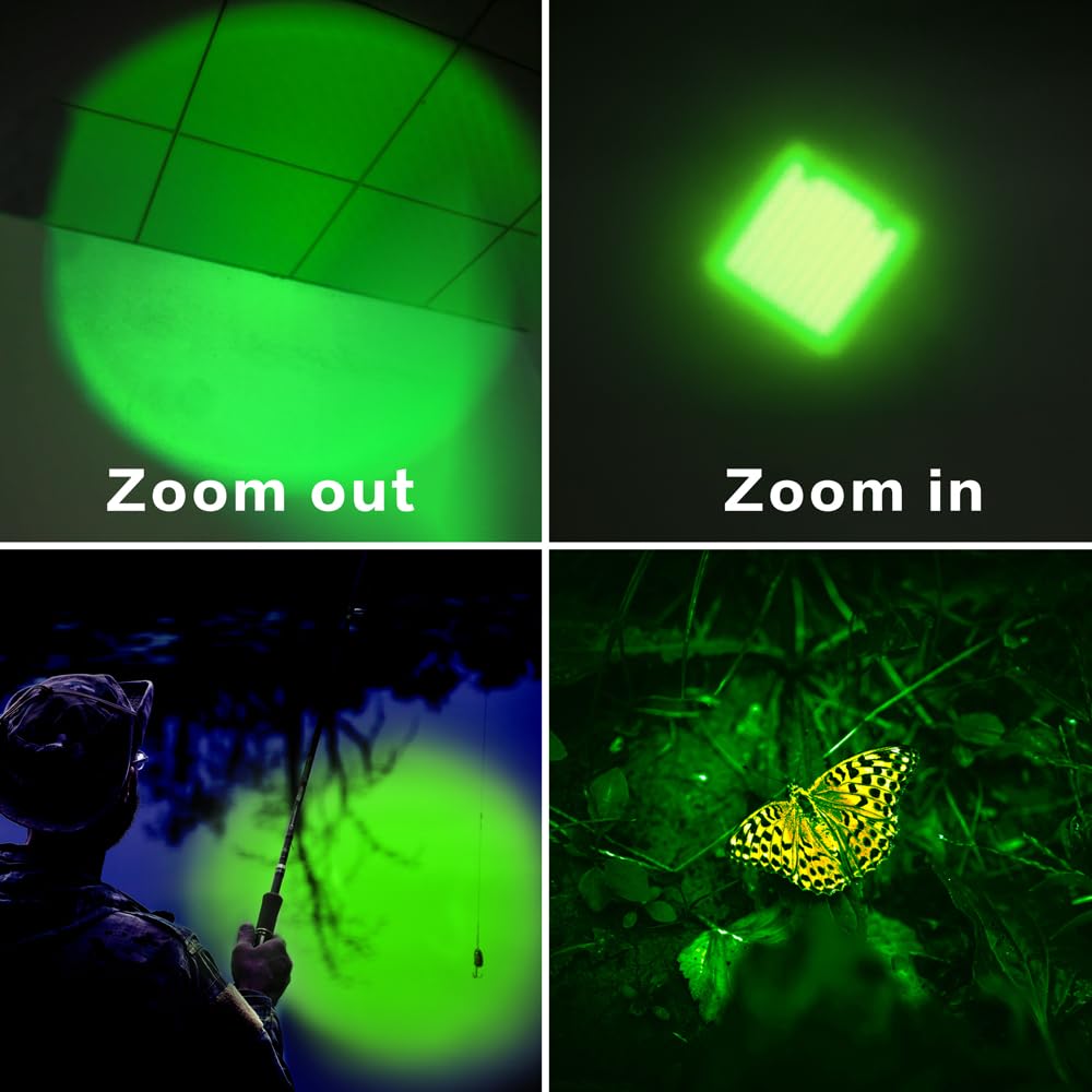 Raysoar 4 Pack Single 1 Mode 150 Yard Green Light Flashlight, Green Led Flashlight Green Light Light For Night Observation