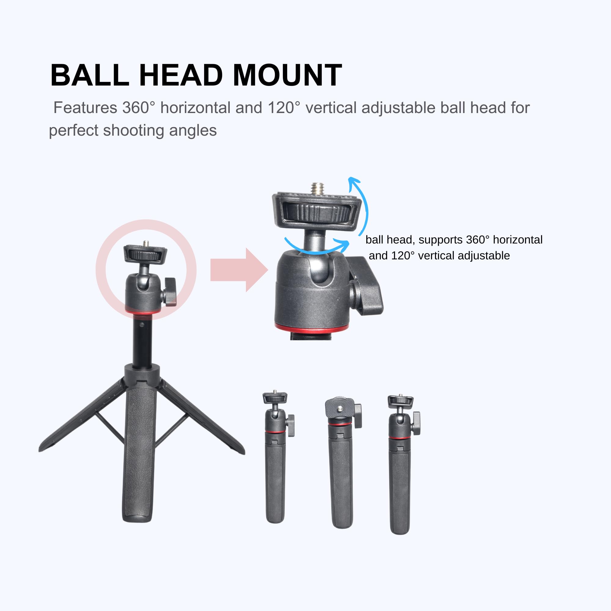Fotoleey Mini Tripod For Dji Osmo Action 5 Pro/Action 4, 20-55Cm Extendable Holder With Ball Head Mount Compatible With Insta360, Go Pro, Vlogging Live Streaming Camera Stand