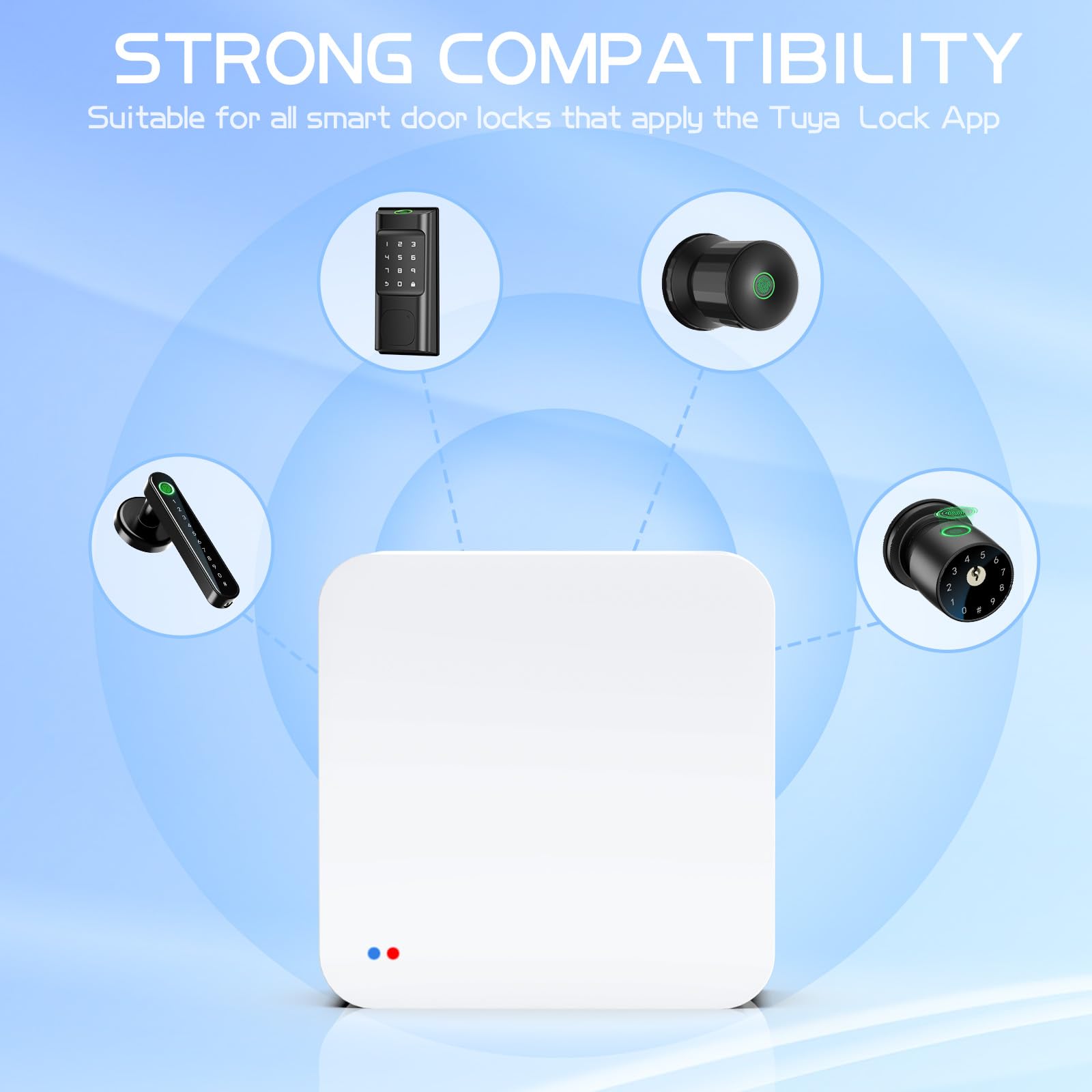 Ironzon Tuya Gateway For Smart Door Lock -Remotely Control Smart Fingerprint Door Lock Via Tuya App-Gateway Smart Hub Compatible