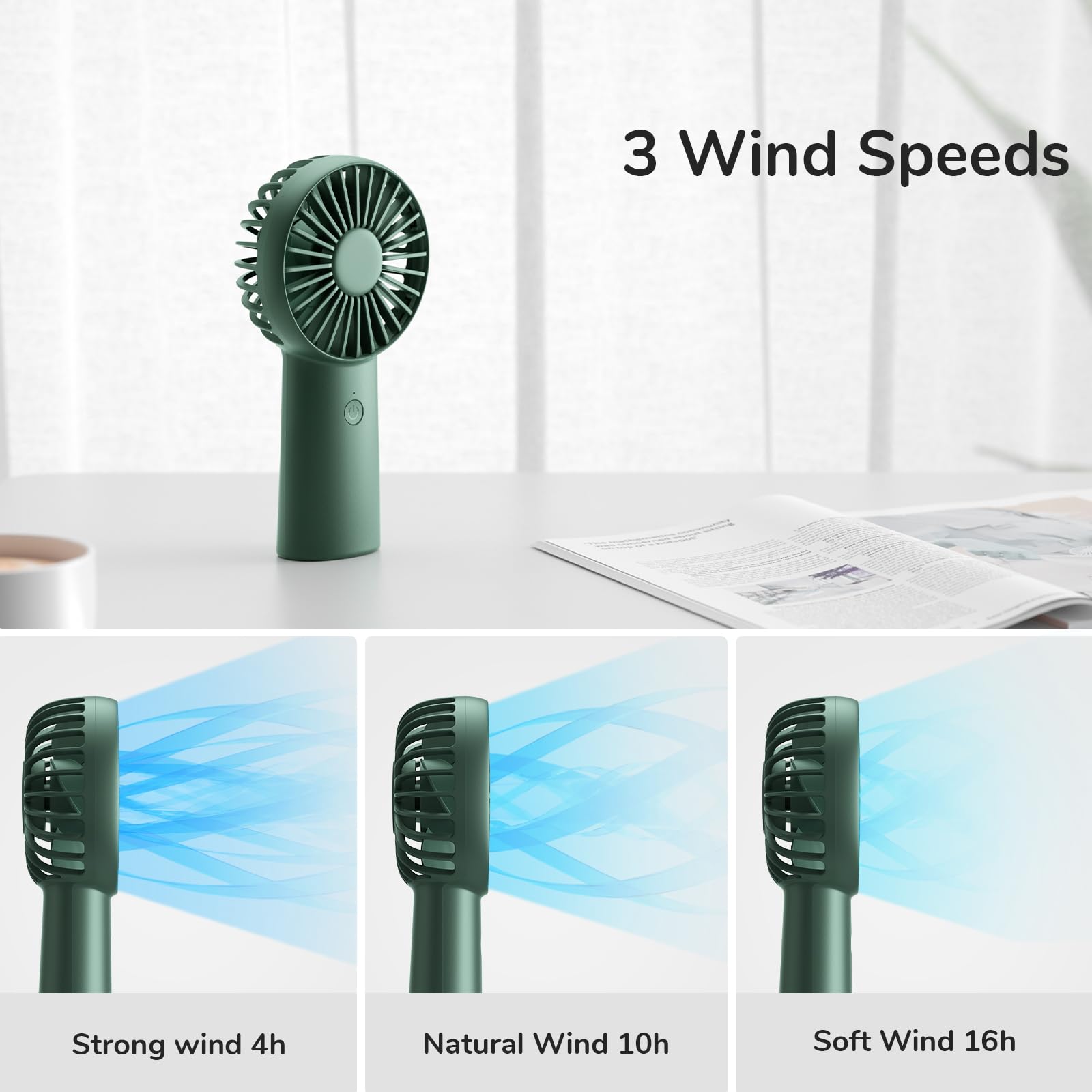 Jisulife Handheld Fan, 4000Mah Portable Small And Personal Usb Rechargeable Pocket 4-16H Working