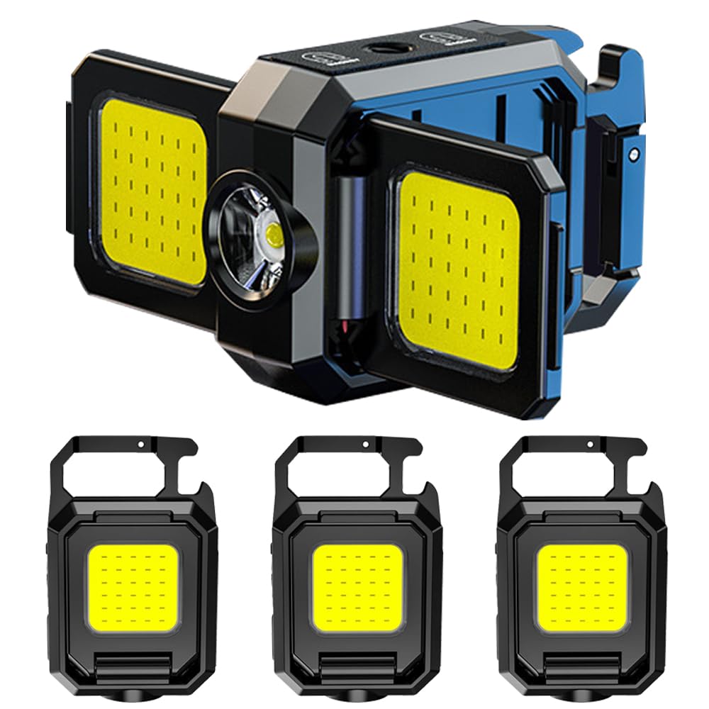 Mviocs 3 Pack Keychain Flashlight, Bright 1500 Lumens Cob Mini Rechargeable Edc Led Flashlights, High Lumens, Waterproof Keychain Work Light For Everyday Carry, Outdoor, Emergency