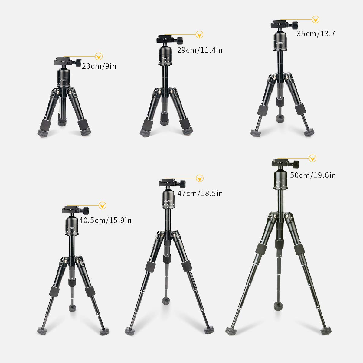 Afaith 20 Inches Portable Tabletop Camera Tripod, Mini Desktop Compact Tripod With Ballhead & 1/4 Inches Quick Release Plate For Dslr Camera