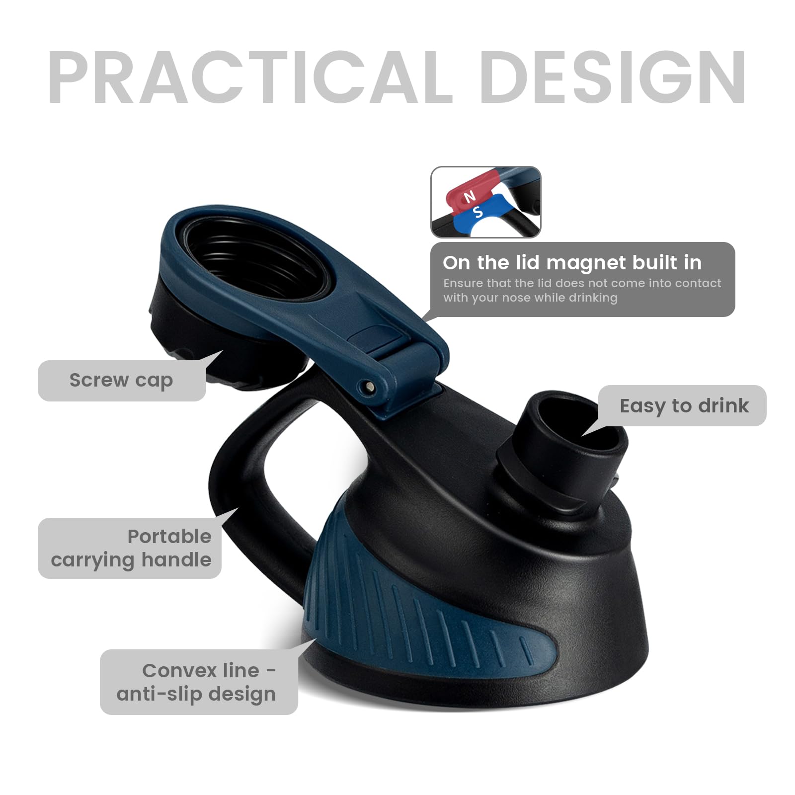 Stainless Steel Insulated Sports Water Bottle 32Oz,-, Double-Wall Vacuum, Magnetic Cap