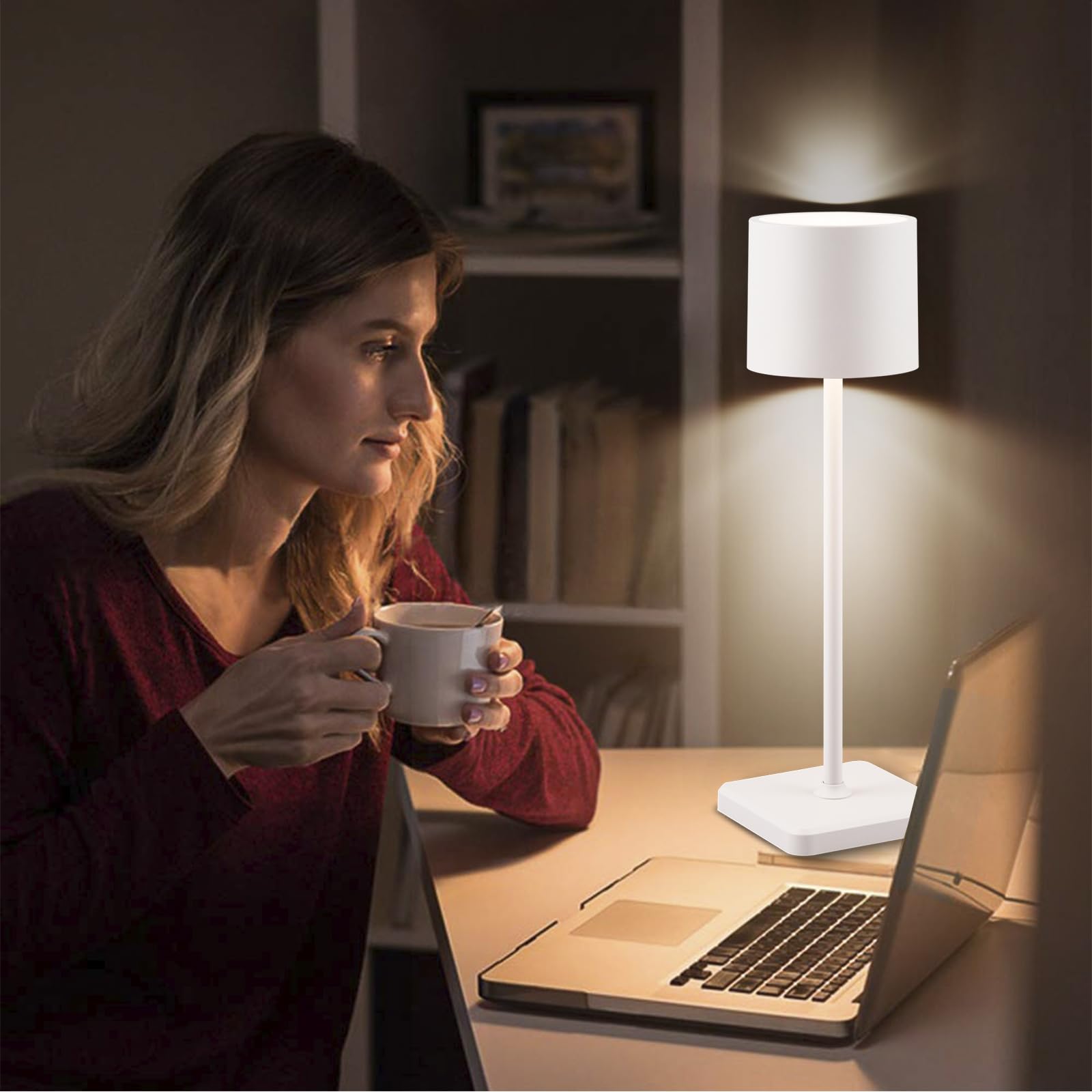 Bkzo 2 Pack Cordless Table Lamp Rechargeable, Wireless Charging Led Table Lamp, Ip54 Waterproof Aluminum Bedside Light, Touch Control, Suitable For Indoor And Outdoor Use, White