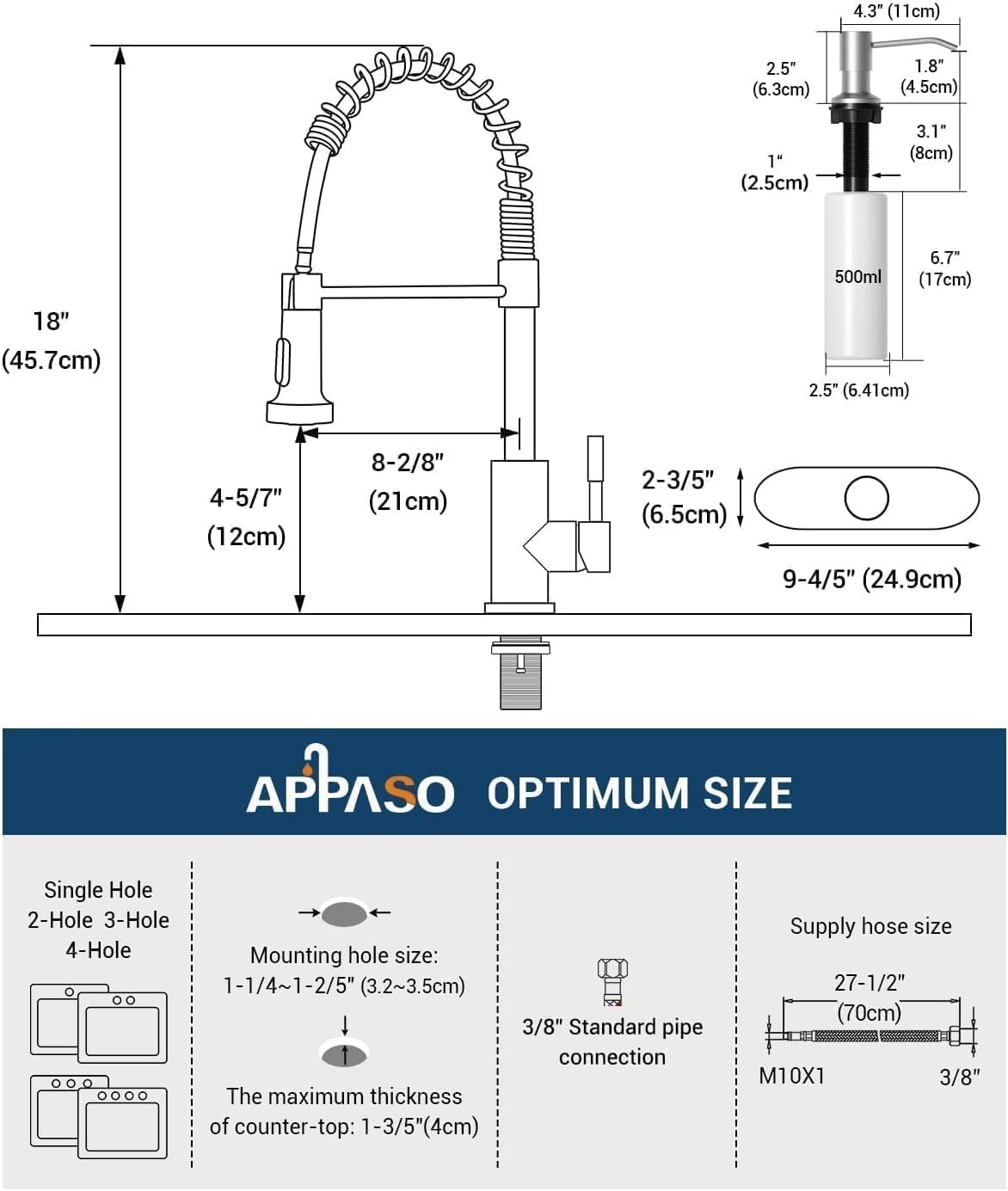 Appaso Kitchen Faucet With Soap Dispenser Brushed Nickel, Pull Down Commercial Single Handle High Arc Faucet For Sink, Stainless Steel Kitchen Faucet For Sink 2 Or 4 Hole