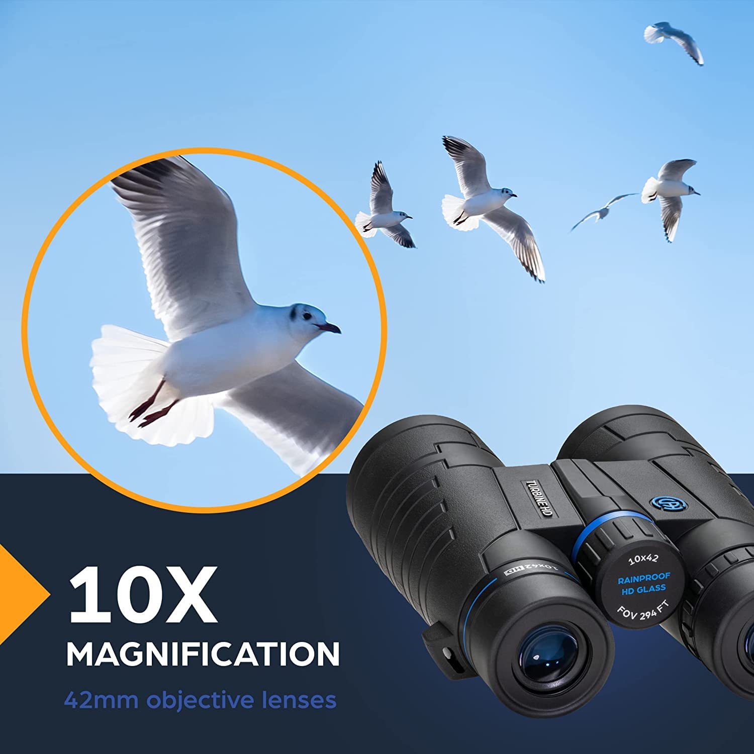 Trusted Sporting Optics Tso Turbine 10X42 Roof Binocular With Eye Relief For Adults And Kids, Rainproof, High-Powered Binoculars For Birdwatching, And More