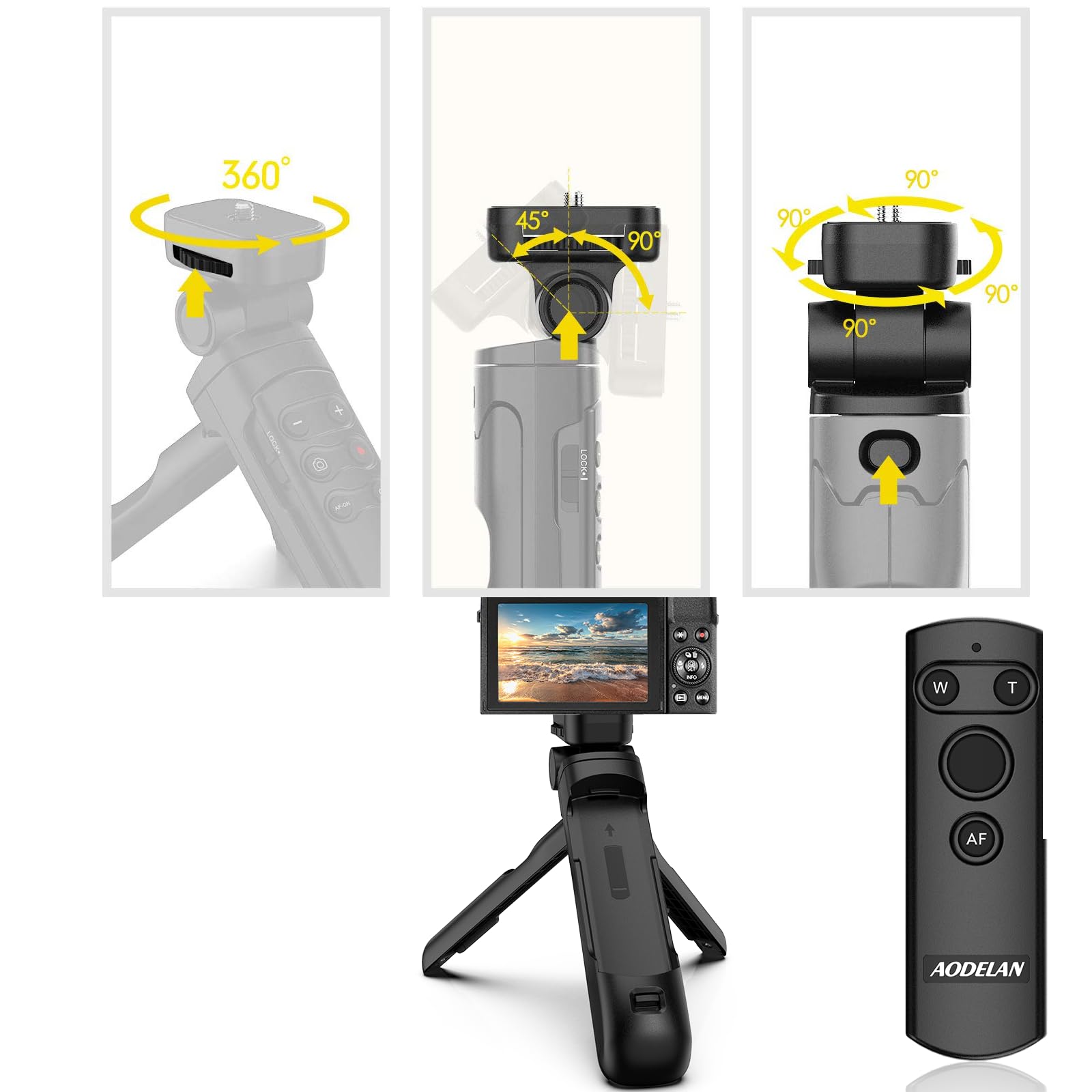 Fcd Trust Aodelan Replacement Tripod Grip For Canon Hg-100Tbr, 4157C001 - Black Plastic Camera Tripod Grip With Flexible Pan-Tilt Head