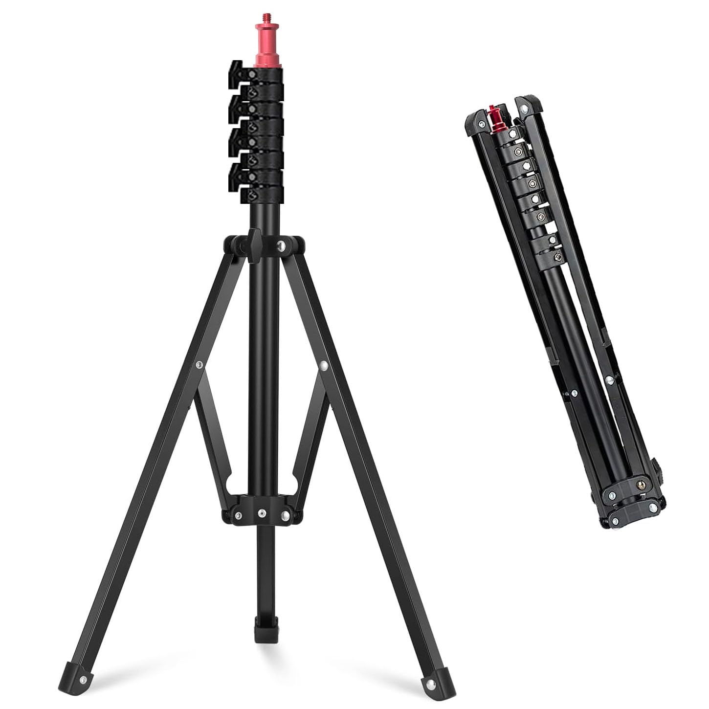 Qualiassu 64" Portable Metal Light Stand, Reverse Folding Led Light Tripod Stand For Photography, Portable, Suitable For Streaming, Vlog, Youtube, Video Recording