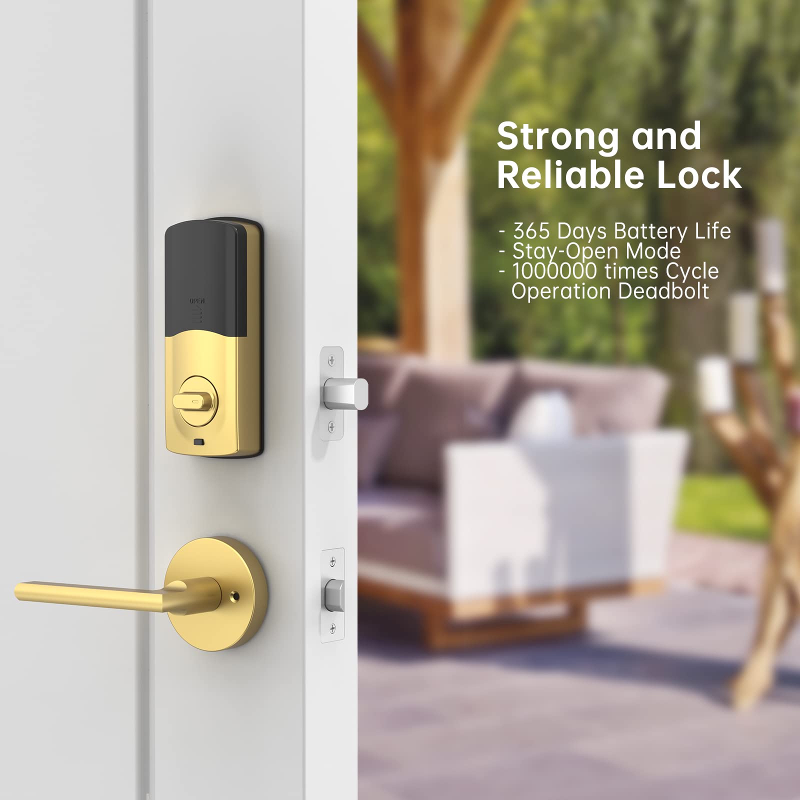Smonet Smart Lock Bluetooth Keyless Entry Keypad Smart Deadbolt-Fingerprint Electronic Deadbolt Lock, Remote Ekeys Sharing, Easy To Install For Homes And Hotel Works With Alexa(Gateway Not Included)