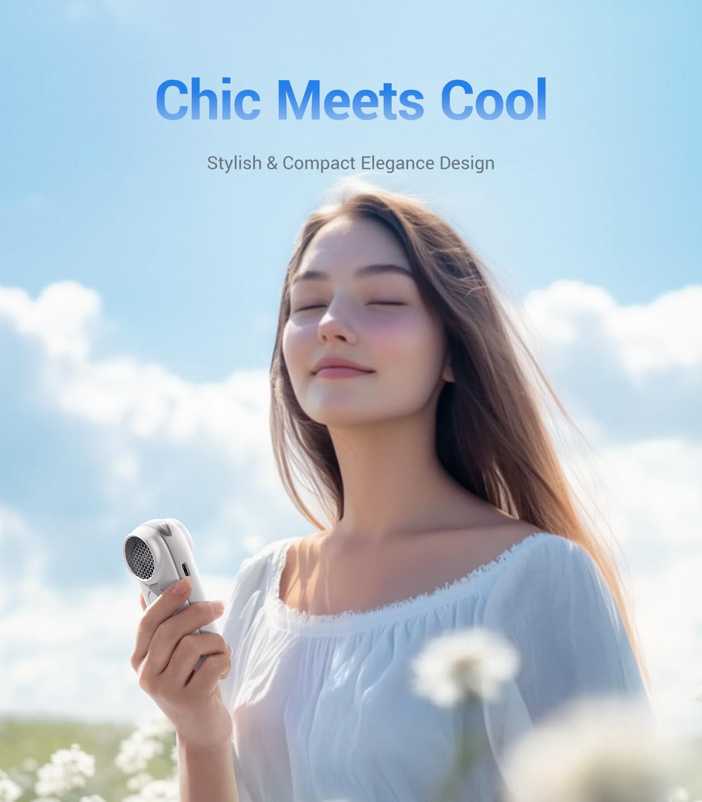 Handheld Portable Turbo Fan, 4000Mah Usb Rechargeable Pocket Fan, Up To 16 Hours, Hand Fan