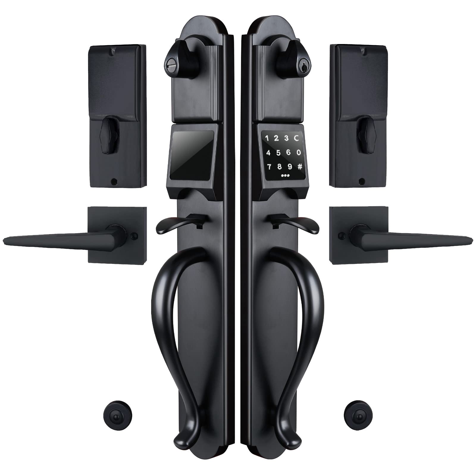 bang Hardware Keypad Deadbolt And Dummy For Double Front Door, Heavy Duty And Matte Black Finish, Usmdhst2018Db-E-Set