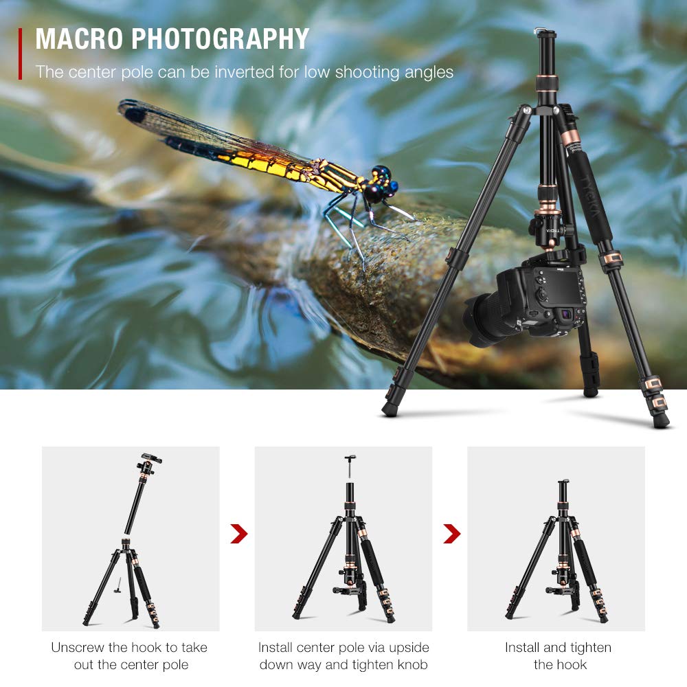 Tycka Rangers 56” Compact Travel Tripod, Lightweight Aluminum Camera Tripod For Dslr Camera With 360° Panorama Ball Head And Carry Bag