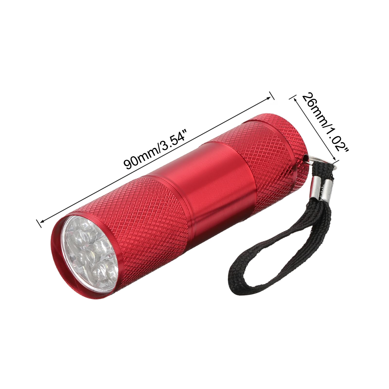 Patikil 9 Led Mini Flashlights, Aluminum Pocket Flashlight Torch With Lanyard For Camping, Hiking, Outdoor Emergencies, Red