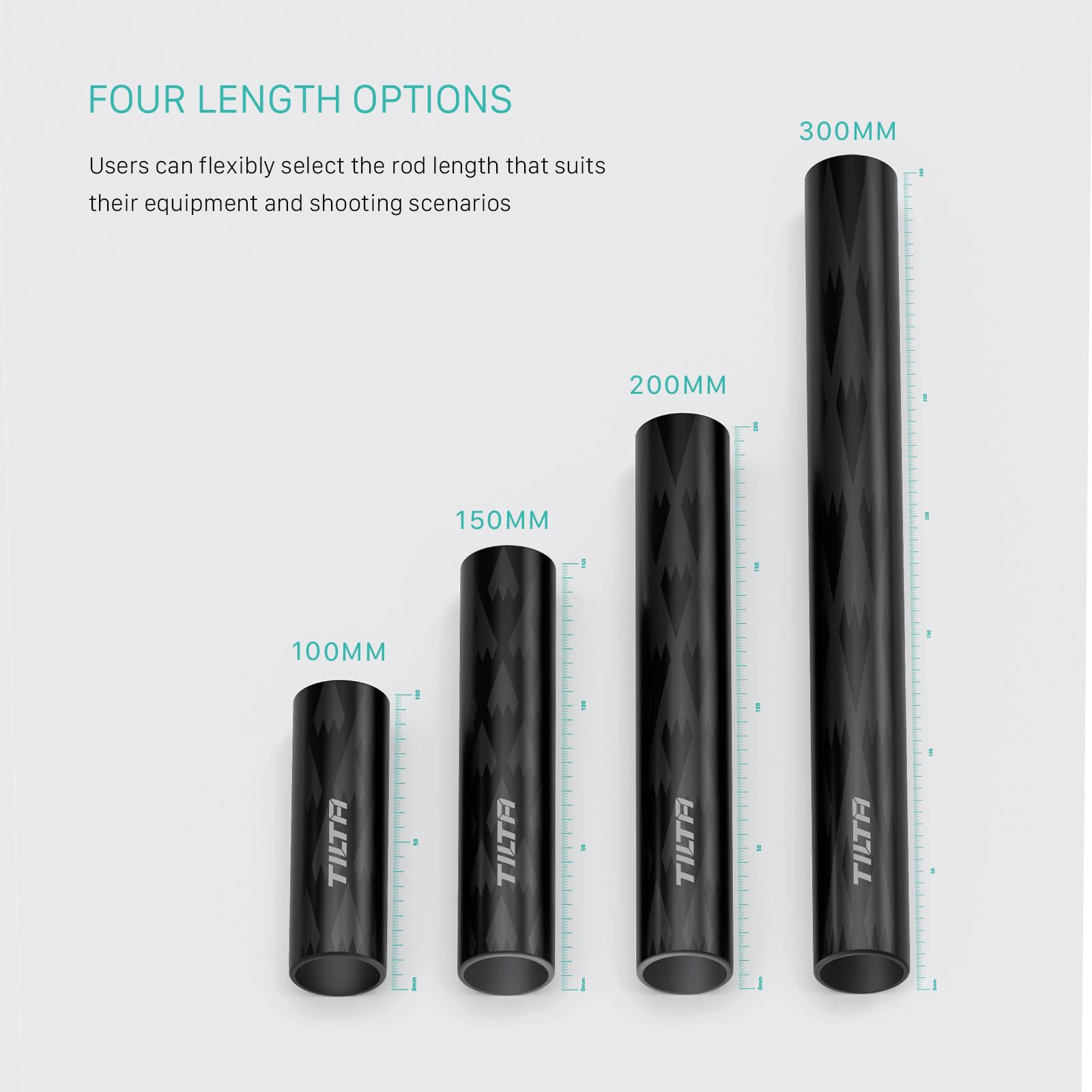 Tilta 2X Carbon Fiber Rods 15Mm For Rail Support System Increased Strength Limited Reflection Lightweight Dslr Shoulder Rig, Camera Stabilizer Cage, Matte Box (20Cm)