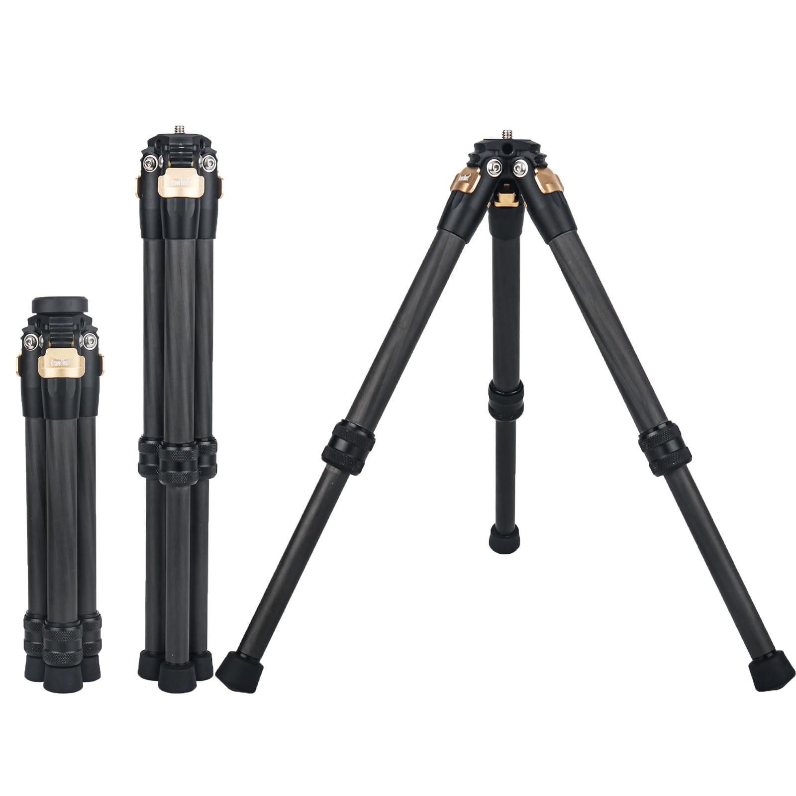 Brave Heart Universal Portable Stand Mount Holder Carbon Fiber Mini Tripod For Insta360 X5 Insta 360 X4 X3 X2 X One Rs For Gopro Go Pro Hero 13 12 11 9 8 5 4 3 2 Sjcam Sj4000 Xiaomi Yi Accessories(Gold)