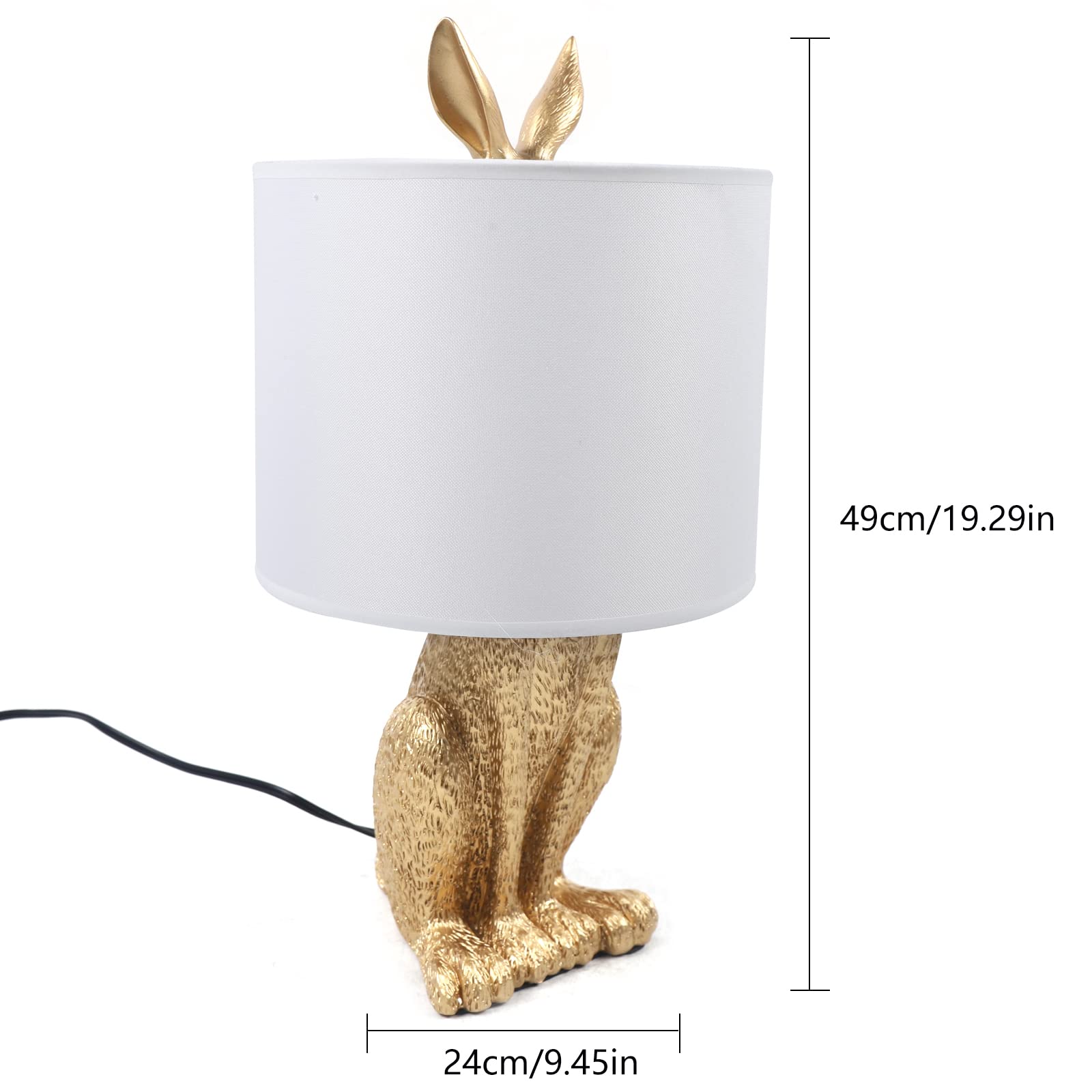 Tfcfl Modern Golden Rabbit Table Lamp, Creative Cute Bunny Desk Light For Bedroom Bedside, Office, Living, Dining & Study Room, E26 Bulb Base, 60W Max (Bulb Not Included)