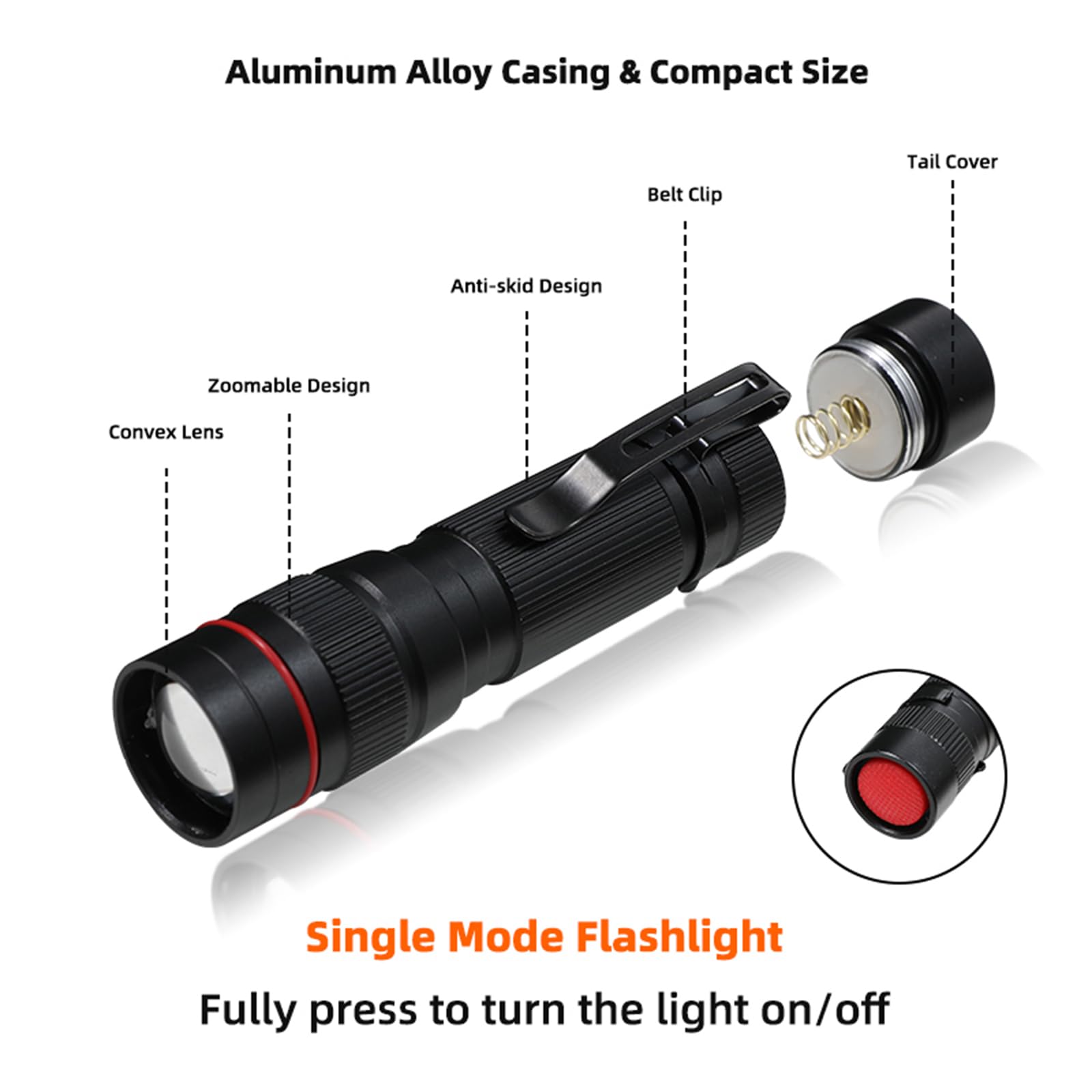 Hilngav 6 Pack Small Mini Led Flashlight, Single Mode Zoomable Flashlights Aa Battery Powerful Flashlights With Pocket Clip, Portable Bulk Edc Pen Flash Light For , Emergency, Camping, Hiking