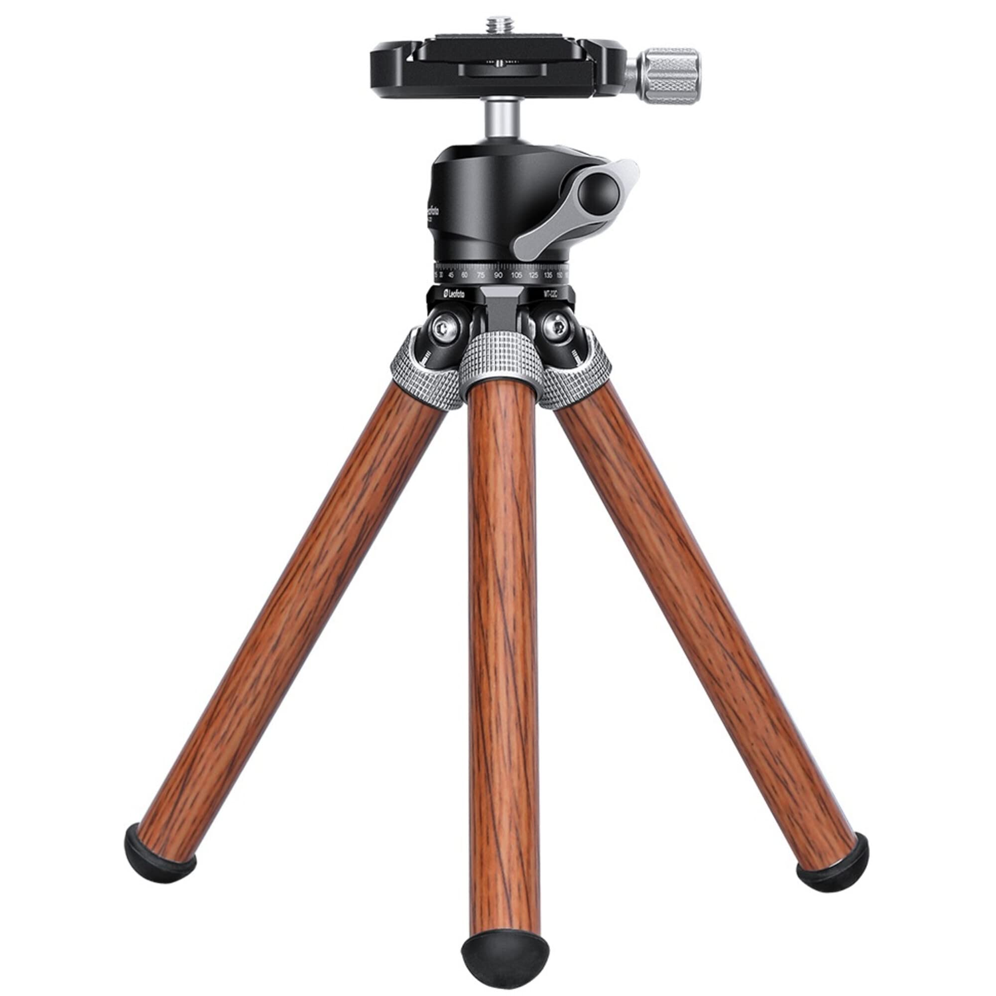 Leofoto Mt-02C+Lh-22 Carbon Fiber Mini Travel Tabletop Tripod With Ball Head Kit (Wood)
