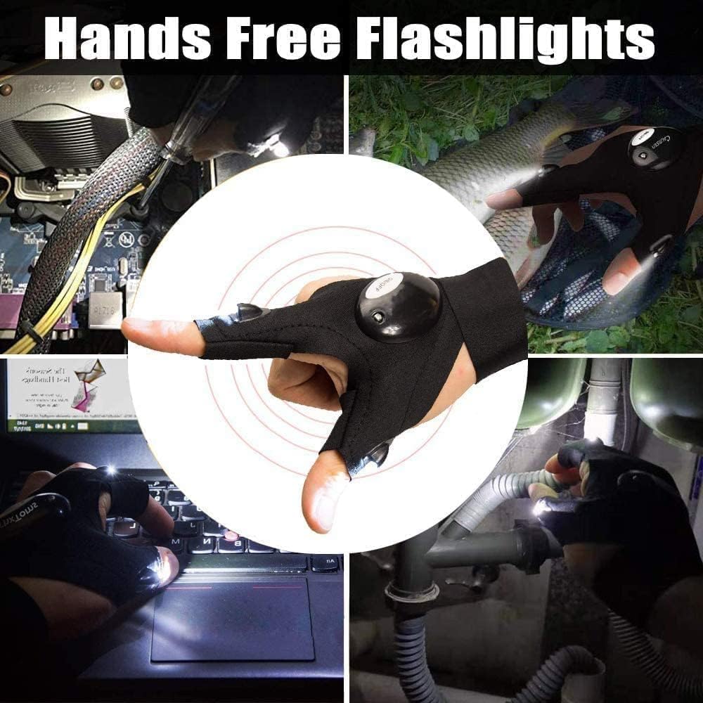 Imagilivspas 2 Led Flashlight Gloves Outdoor,Work Gloves With Light For Darkness Places, Fishing, Camping And Hiking & Tools  For Handymen Women Boyfriend Husband Diy Repairing Tools