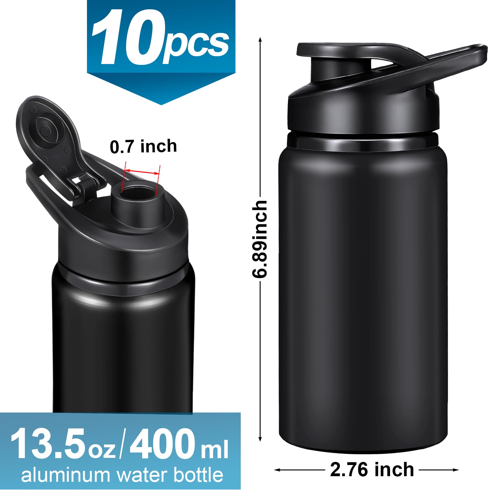 10 Pieces 13.5Oz Reusable Aluminum Water Bottles Bulk Multicolor Outdoor Sports Water Bottles