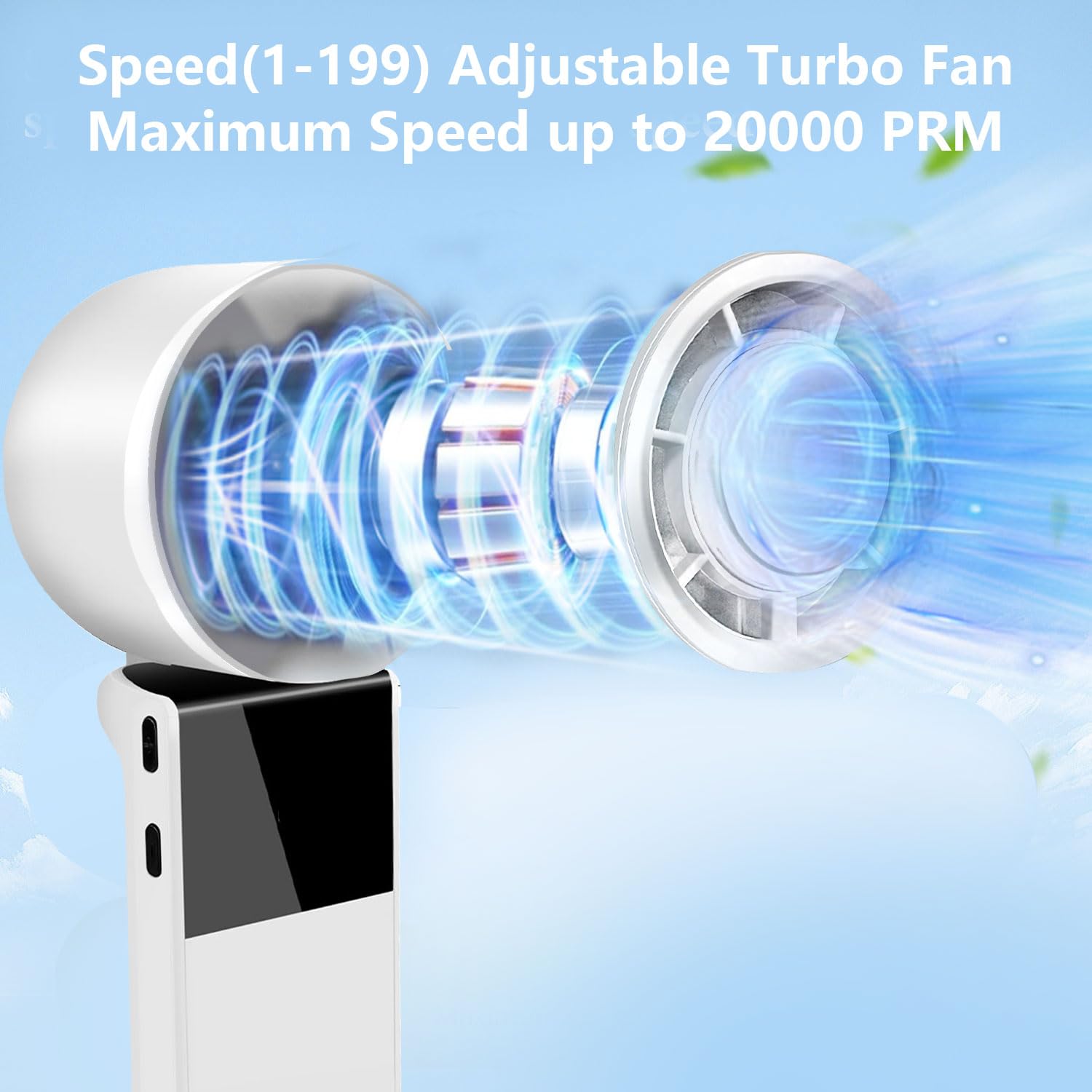 Portable Handheld Fan, Mini Turbo Fan With 4000Mah Battery, 9 Speeds, Usb-C Charging