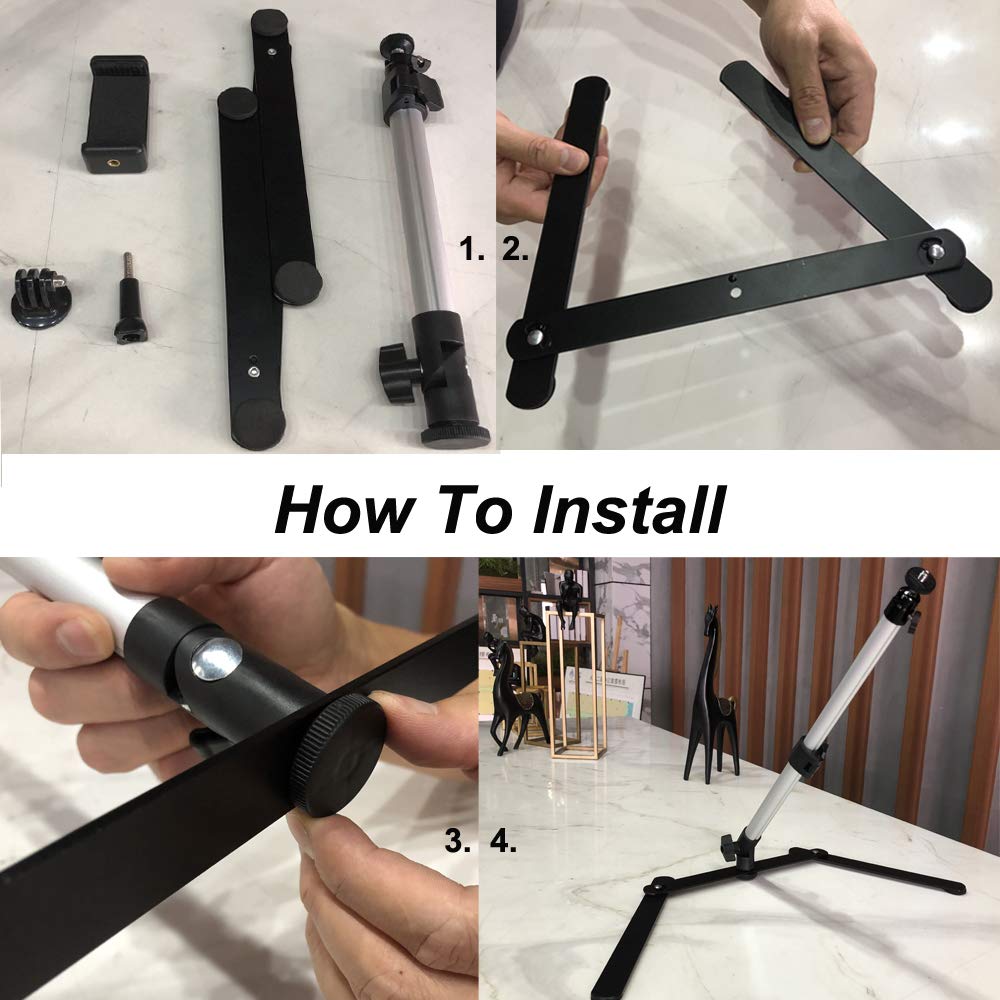 Aontoky Photo Copy Pico Projector Stand Overhead Phone Mount Adjustable Tabletop Teaching Online Stand For Live Streaming Baking Crafting Demo Online Video And Draw Recording