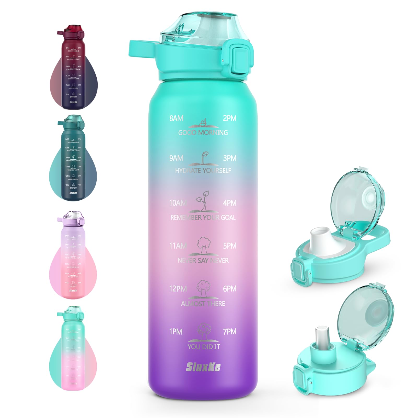 Insulated Water Bottle 32Oz With 2Lids,18/10 Stainless Steel 1000Ml Insulated Water Bottle Double